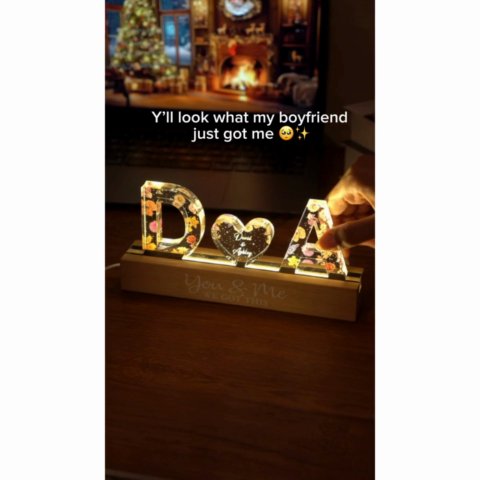 Couple Initials Floral Theme Anniversary Gift Personalized Acrylic Block LED Night Light, Heartfelt 2025 Valentine's Day Gift, Anniversary Gift For Girlfriend, For Wife