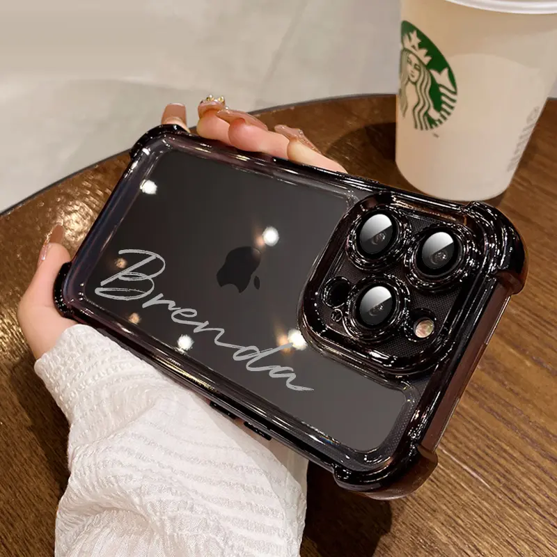 The new four-corner anti-fall name design mobile phone case is suitable for iphone