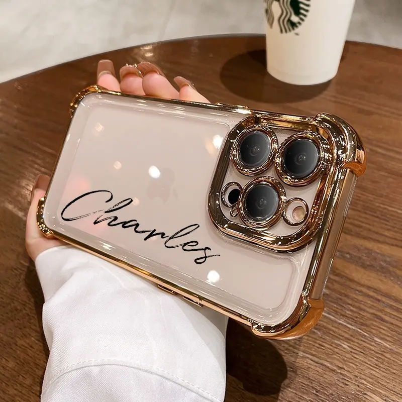 The new four-corner anti-fall name design mobile phone case is suitable for iphone