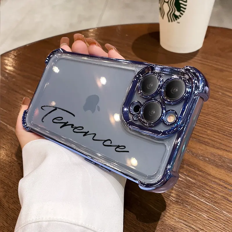 The new four-corner anti-fall name design mobile phone case is suitable for iphone