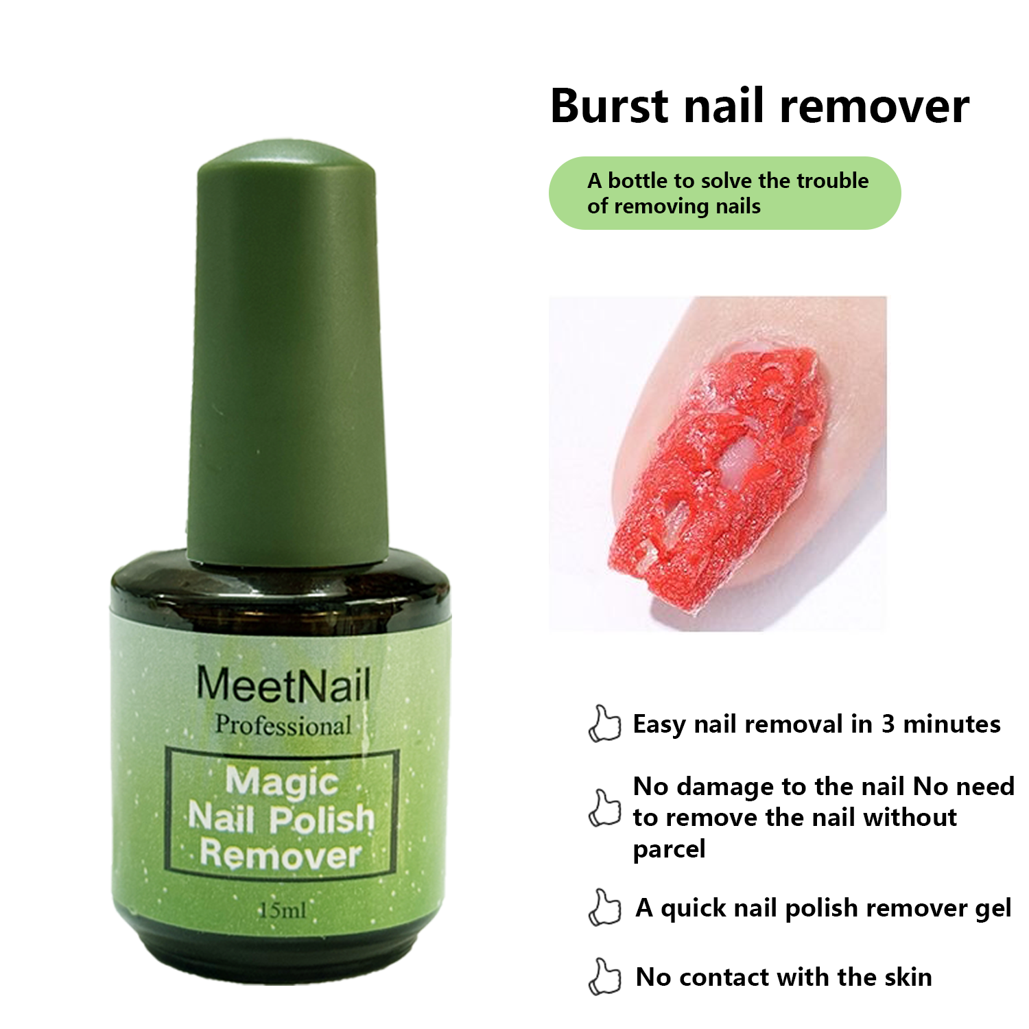 15ML Gel Nail Polish Remover Set, Gel Polish Remover for Nails, Professional Remove Gel Nail Polish, Quick & Easy Polish Remover In 2-3 Minutes