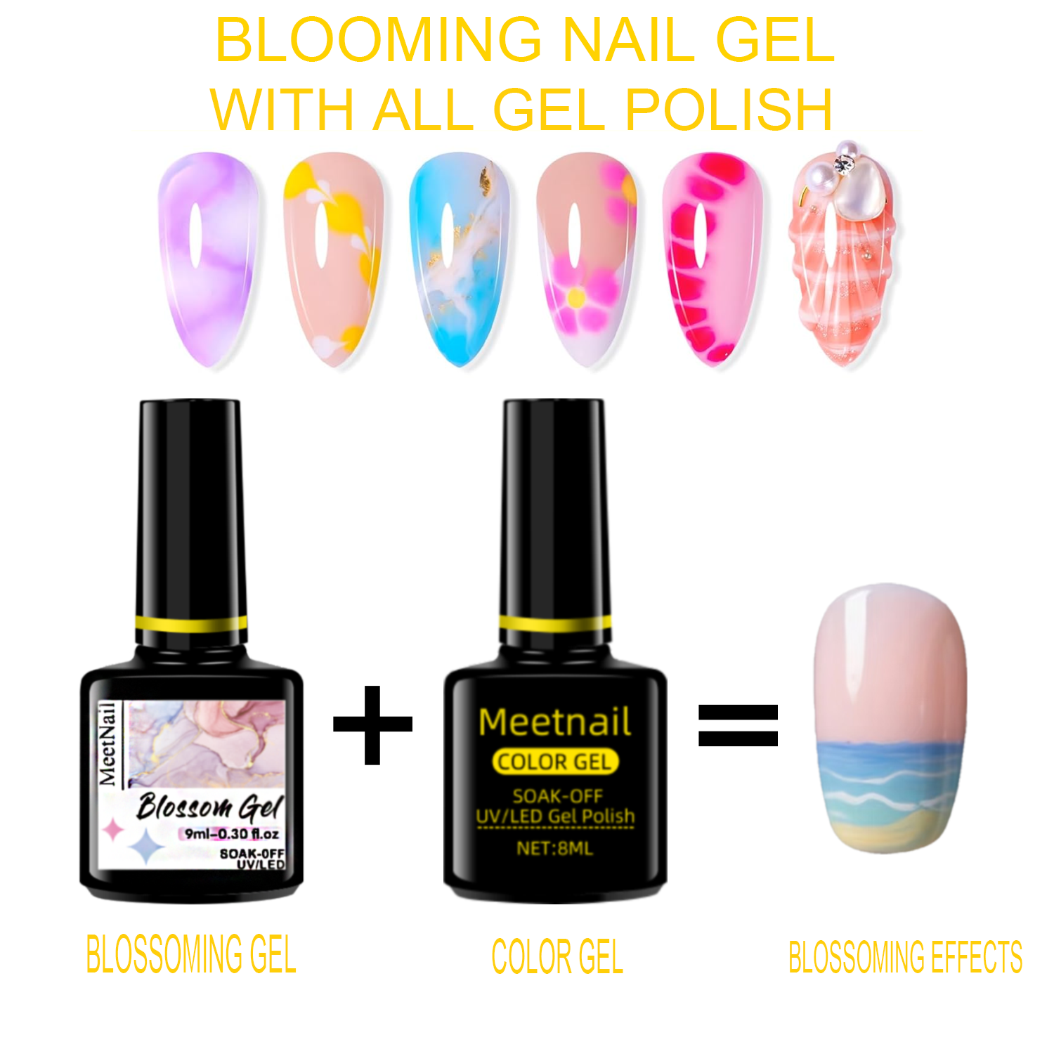  Blooming Gel, Blooming Gel Nail Polish Clear Uv Led Blossom for Spreading Effect Marble Natural Stone Watercolor Floral Print Soak off Diy Christmas Nail Art Design Manicure Gifts for Women