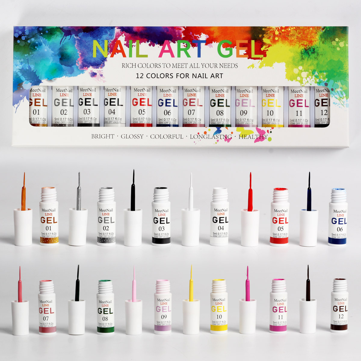 12 color nail drawing adhesive set