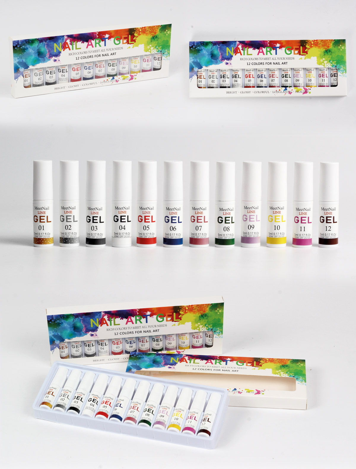 12 color nail drawing adhesive set