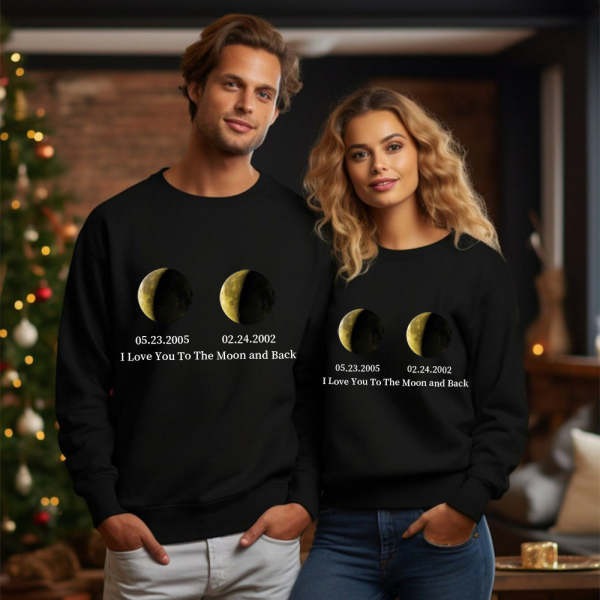 Personalized Moon Phase Sweatshirt Couple Gift Valentine's Day Gift HCMD0280