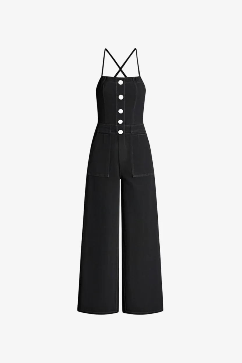 [Free Gift]Backless Denim Bodysuit