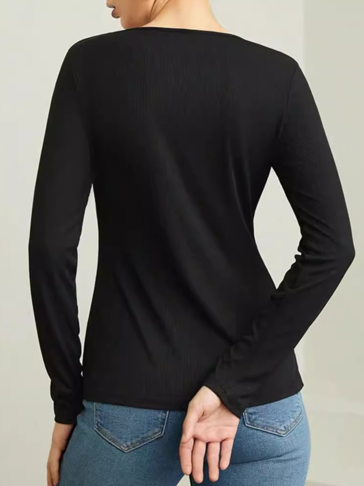 (UGC新功能测试商品)Casual Plain Crew Neck Long Sleeve T-shirt