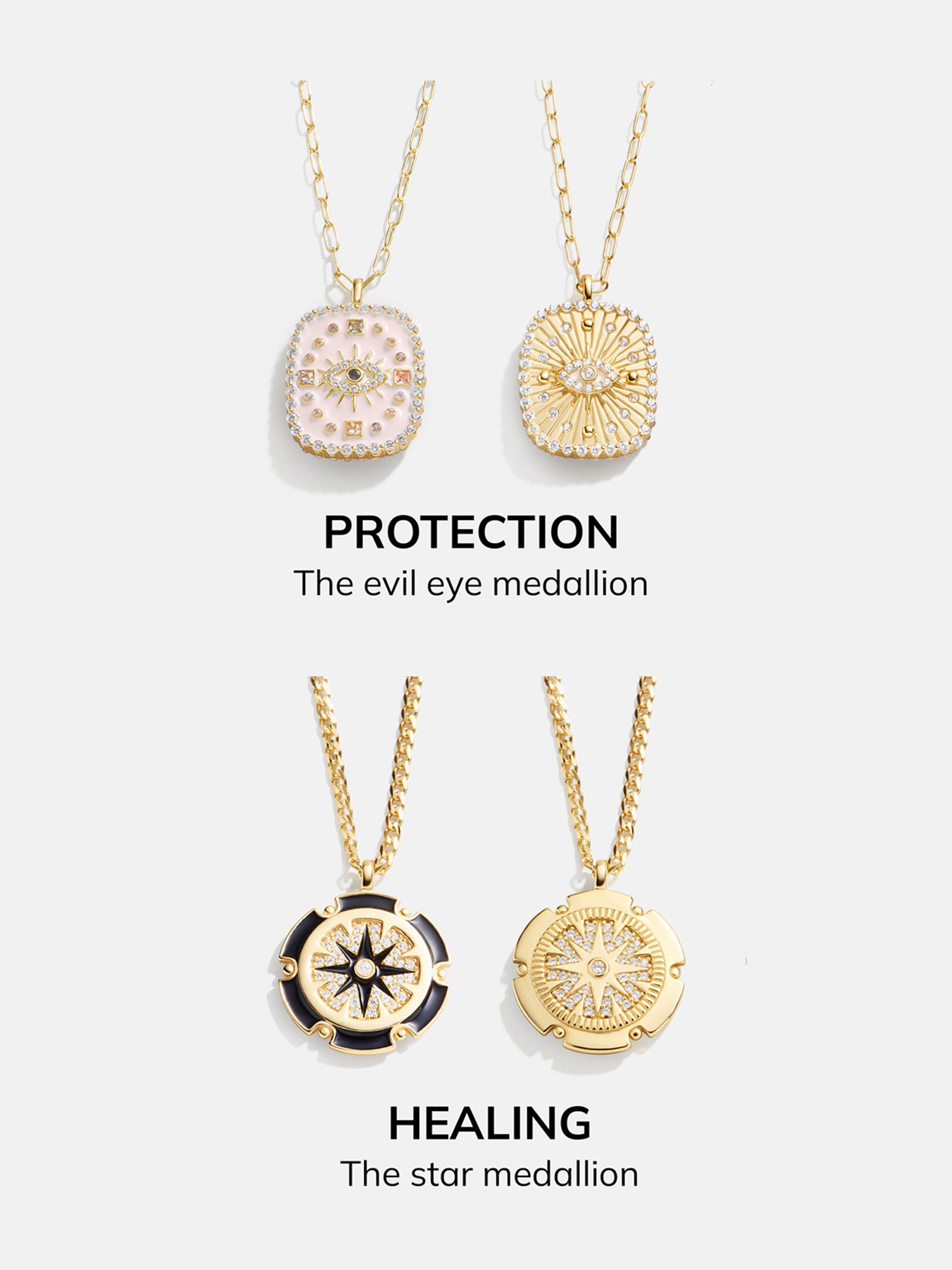 18K Gold Medallion Necklace - Evil Eye Medallion