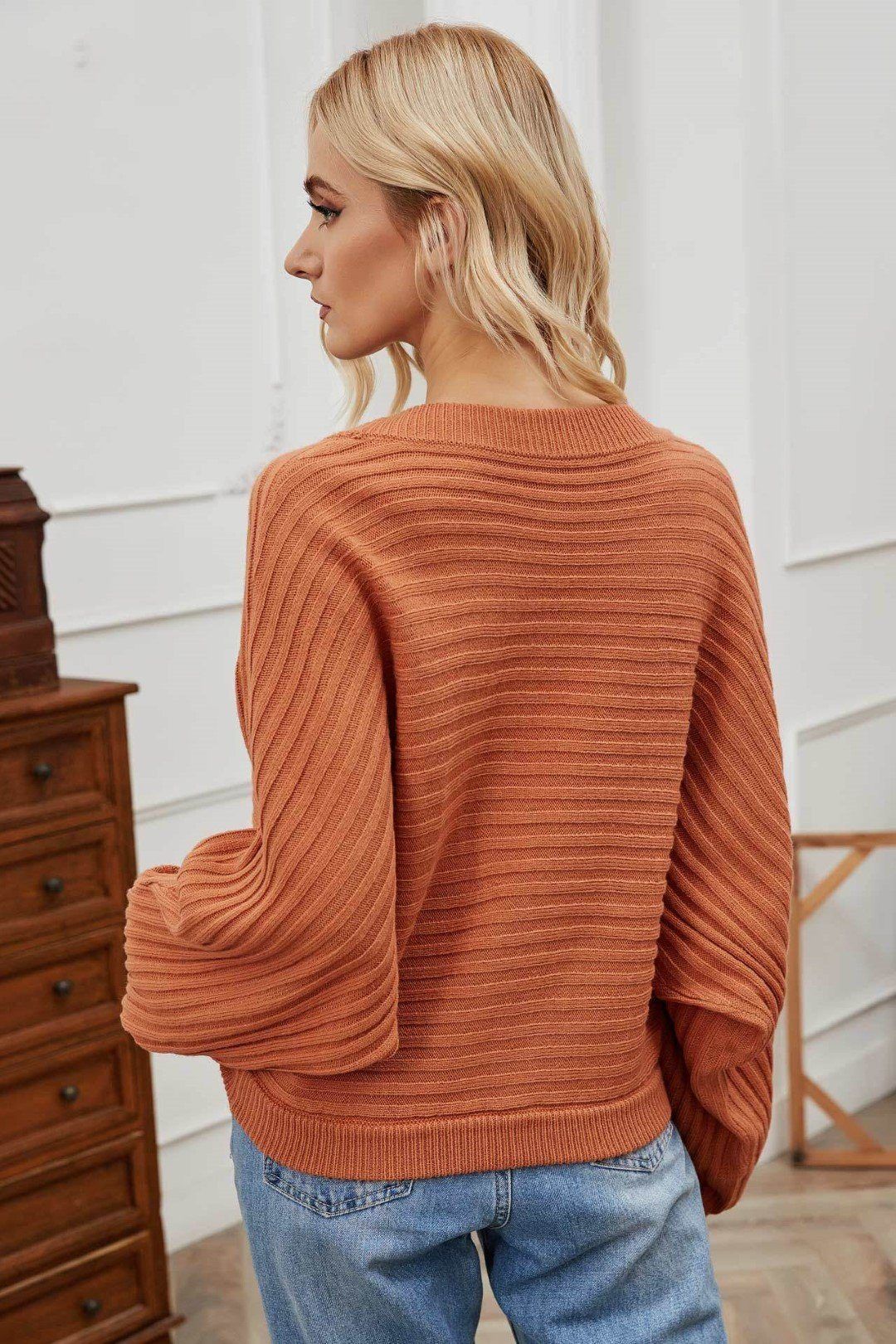 Solid Color V-Neck Casual Knit Cardigan