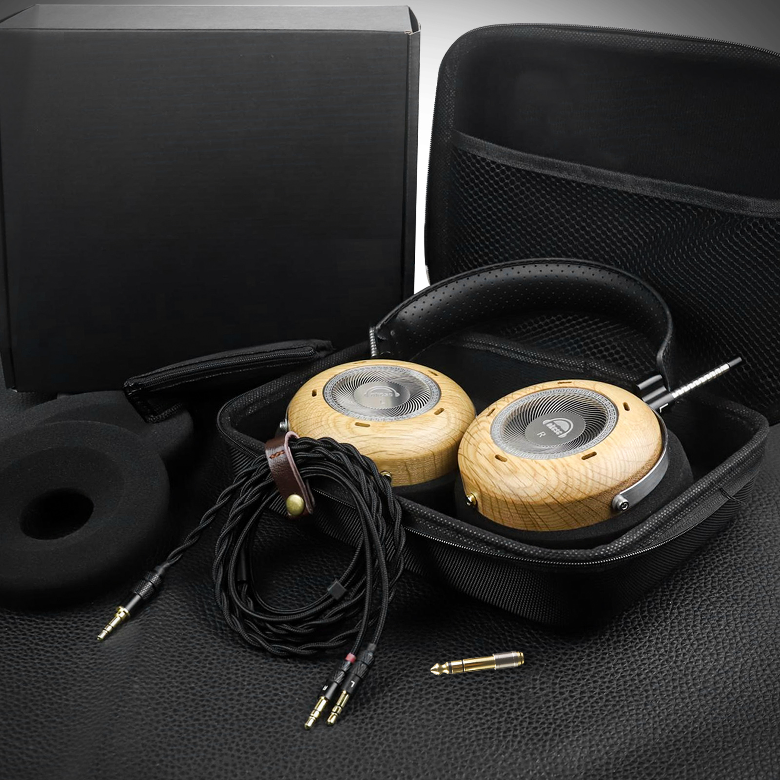 okcsc Damo ヘッドホン 有線 セミオープン型 ウッドハウジング 50mmドライバーユニット ハイインピーダンス（300Ω） 音楽・映画観賞用 3.5mm接続/6.35mm標準端子付属 PC/スマホ・ウォークマン対応 【前売り】