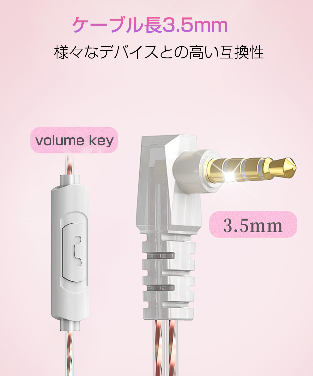 Mrhot Q2 イヤホン有線 イヤホン 耳掛け型 10mmダイナミック イヤモニ型 HiFi音質 2pinリケーブル可能 インナーイヤー イヤフォン ノイキャン 3.5mmプラグ ゲーミング イアフォン 音量調整 快適な装着感 軽量化 （3.0m ピンク）