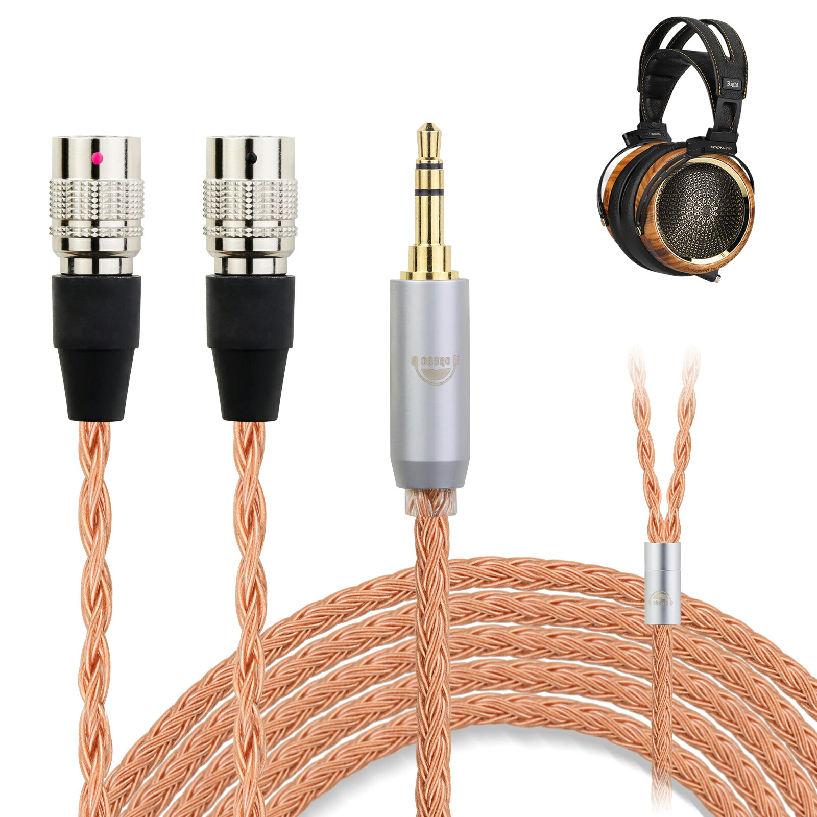 okcsc ZT16 Alpha Dog Prime ヘッドホン ケーブル イヤホン リケーブル 交換リケーブル 交換ケーブル イヤホン ヘッドホン用 16芯 高純度無酸素銅 Sendyaudio Peacock Dan Clark Audio Mr Speakers Ether Alpha Dog Prime などに対応 2.5mm 3.5m 4.4mm