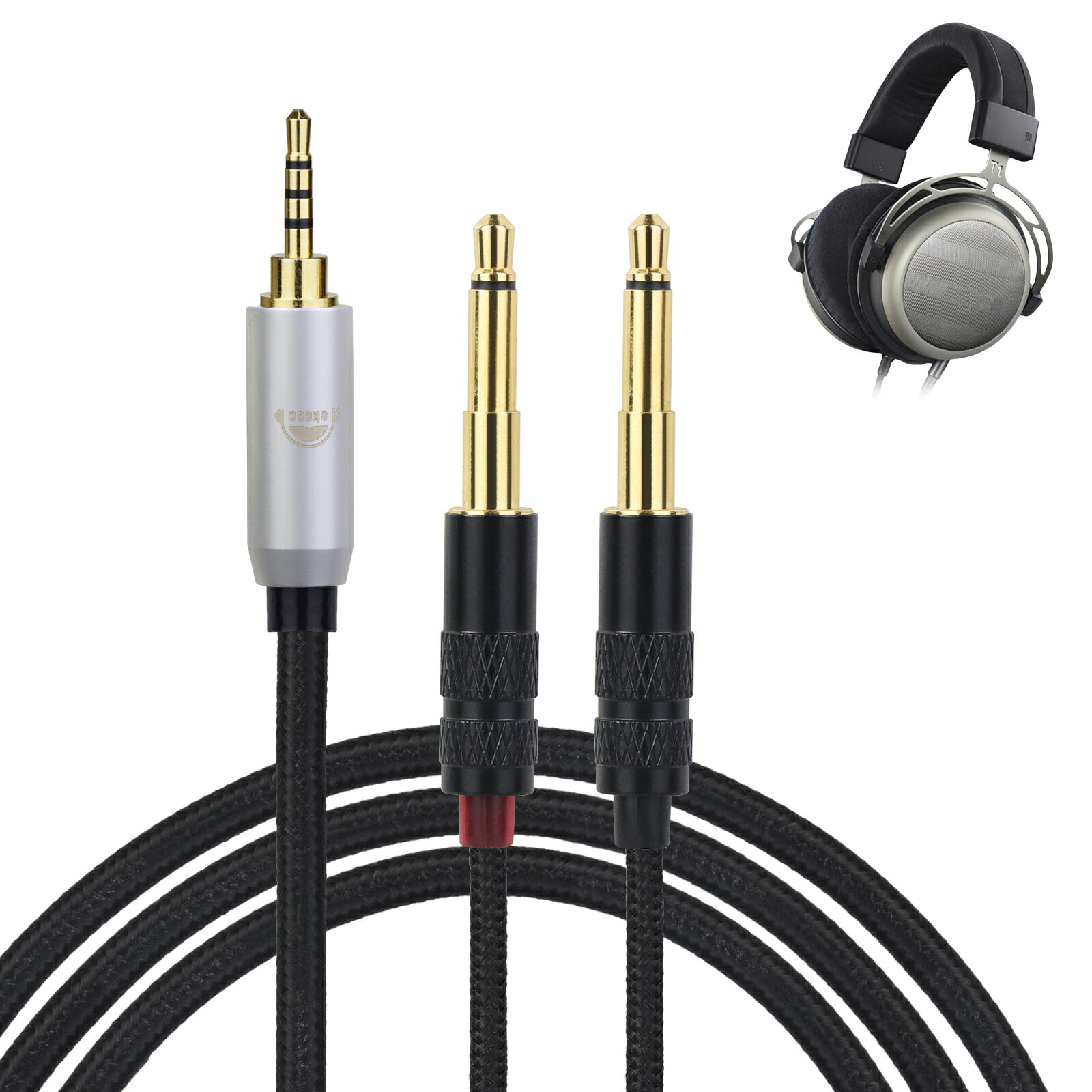 okcsc 延長 Dual 3.5mm ヘッドホンケーブル リケーブル イヤホン・ヘッドホン用 OFC 4芯 beyerdynamic T1 3rd Generation T1 2nd Generation T5 3rd Generation DENON AH-D9200 AH-D7200 AH-D5200 SONY MDR-Z1R MDR-Z7 MDR-Z7M2 などに適応
