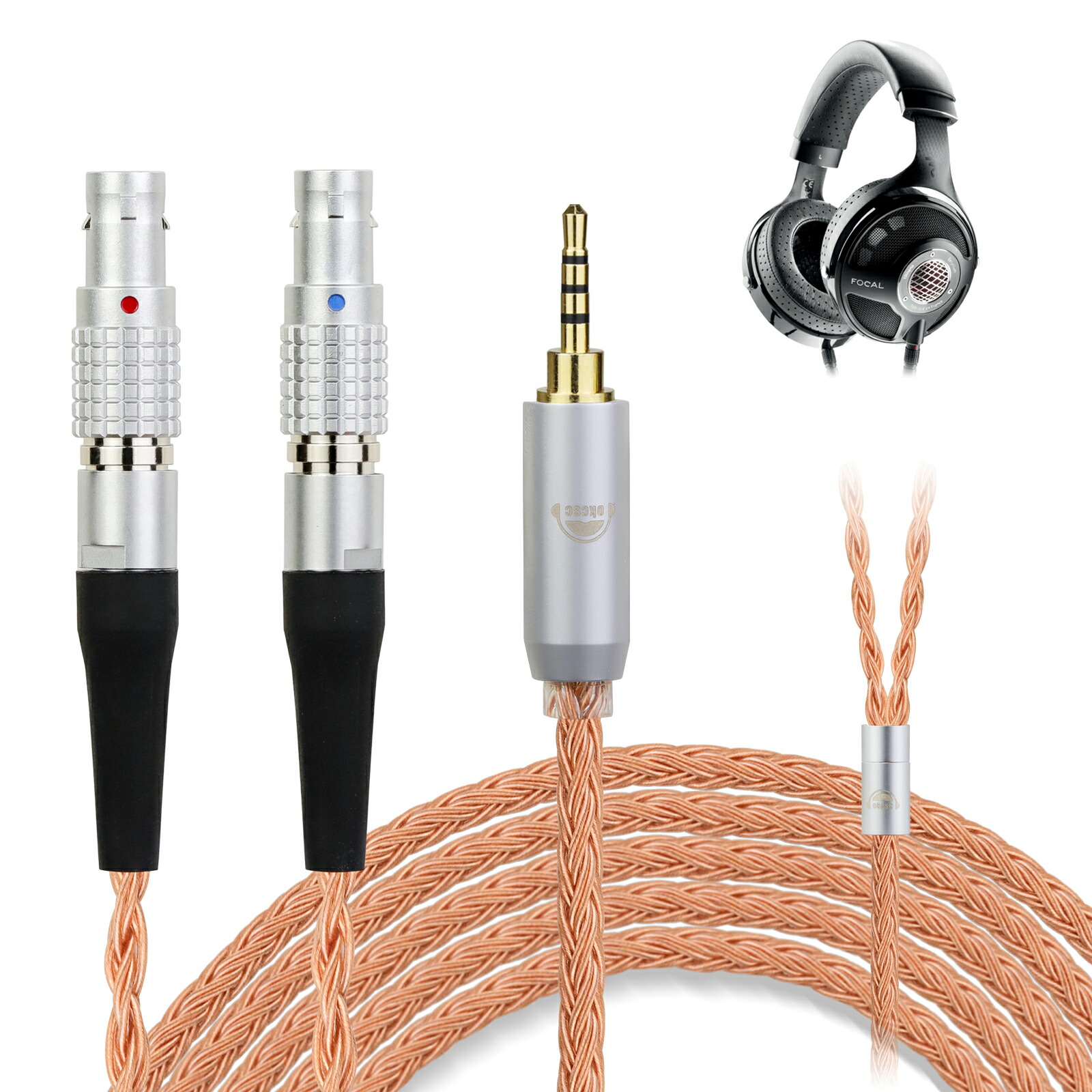 okcsc ZT16 Focal Utopia ヘッドホン ケーブル イヤホン リケーブル 交換リケーブル 交換ケーブル イヤホン ヘッドホン用 16芯 高純度無酸素銅 Focal Utopia Focal NEW Utopia 2022 などに対応 2.5mm 3.5m 4.4mm