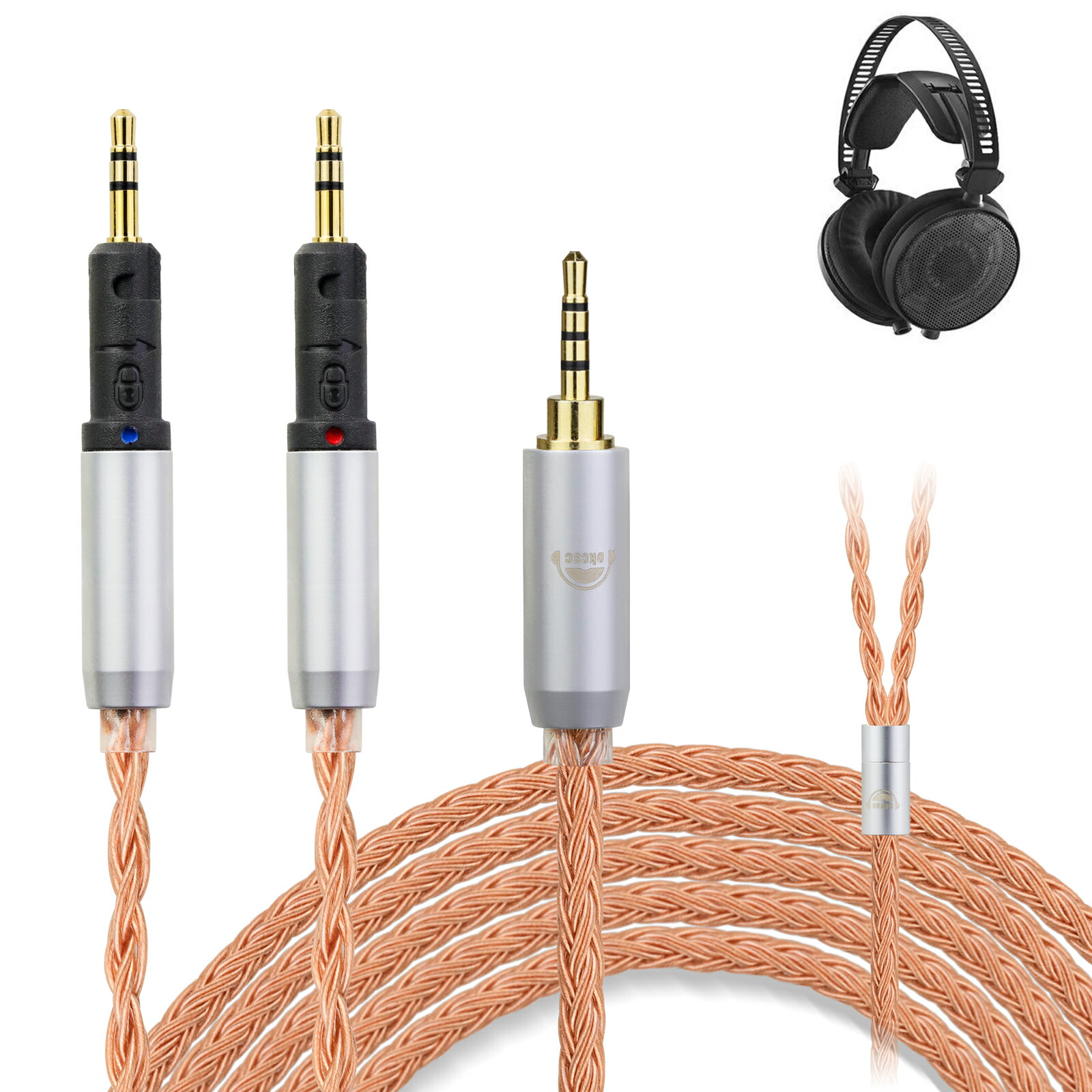 okcsc ZT16 ATH-R70xa ATH R70X ヘッドホン ケーブル イヤホン リケーブル 交換リケーブル 交換ケーブル イヤホン ヘッドホン用 16芯 高純度無酸素銅 ATH R70X などに対応 2.5mm 3.5m 4.4mm