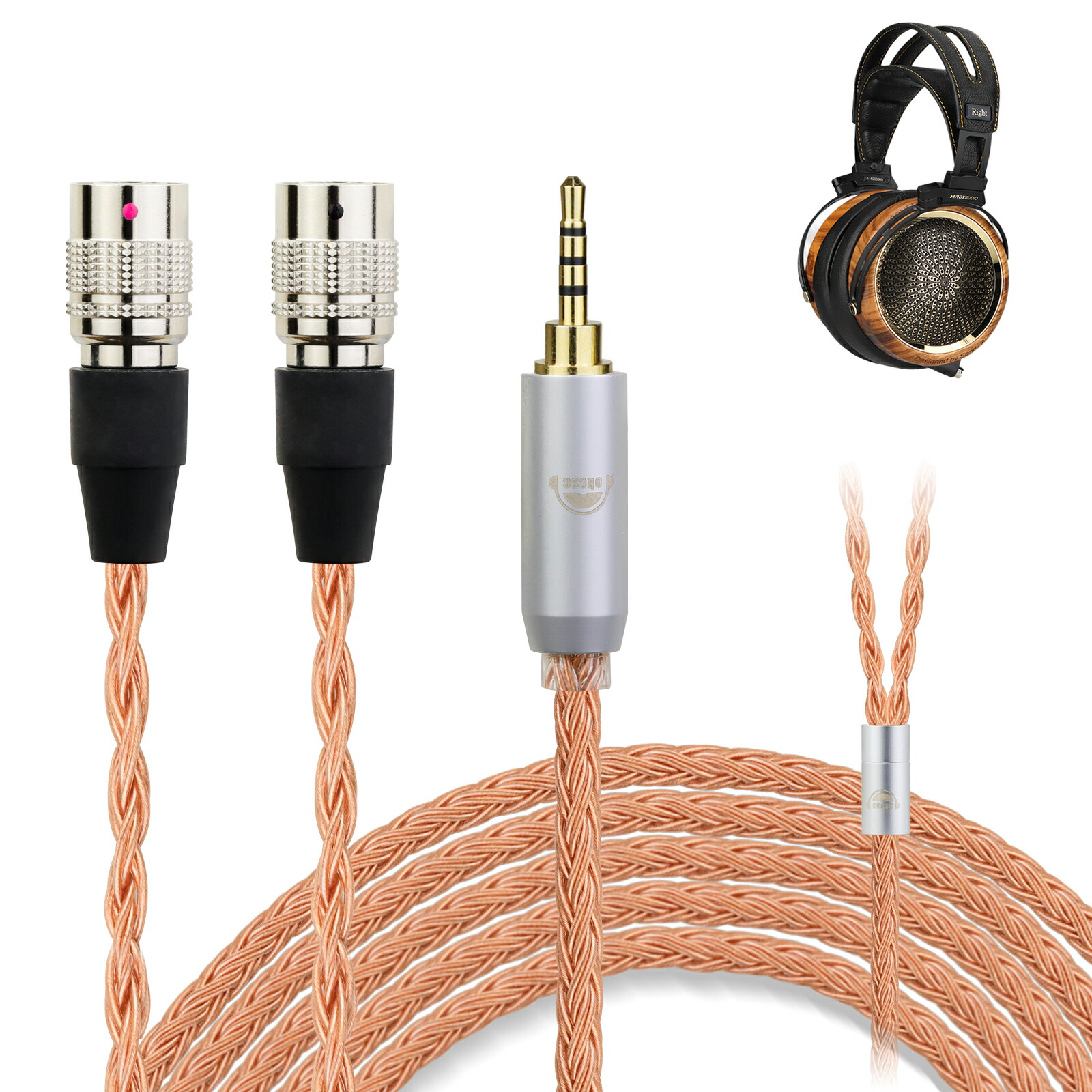 okcsc ZT16 Alpha Dog Prime ヘッドホン ケーブル イヤホン リケーブル 交換リケーブル 交換ケーブル イヤホン ヘッドホン用 16芯 高純度無酸素銅 Sendyaudio Peacock Dan Clark Audio Mr Speakers Ether Alpha Dog Prime などに対応 2.5mm 3.5m 4.4mm