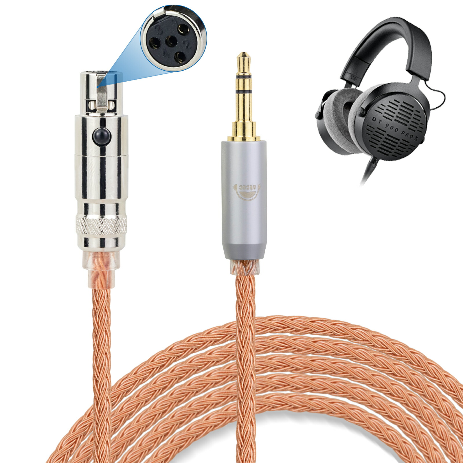 okcsc ZT16 MINI XLR 4PIN ヘッドホン ケーブル イヤホン リケーブル 交換リケーブル 交換ケーブル イヤホン ヘッドホン用 16芯 高純度無酸素銅 SENNHEISER HD490 Pro AKG K712 beyerdynamic DT700 DT900 Prox DT1770 DT1990 などに対応 2.5mm 3.5m 4.4mm