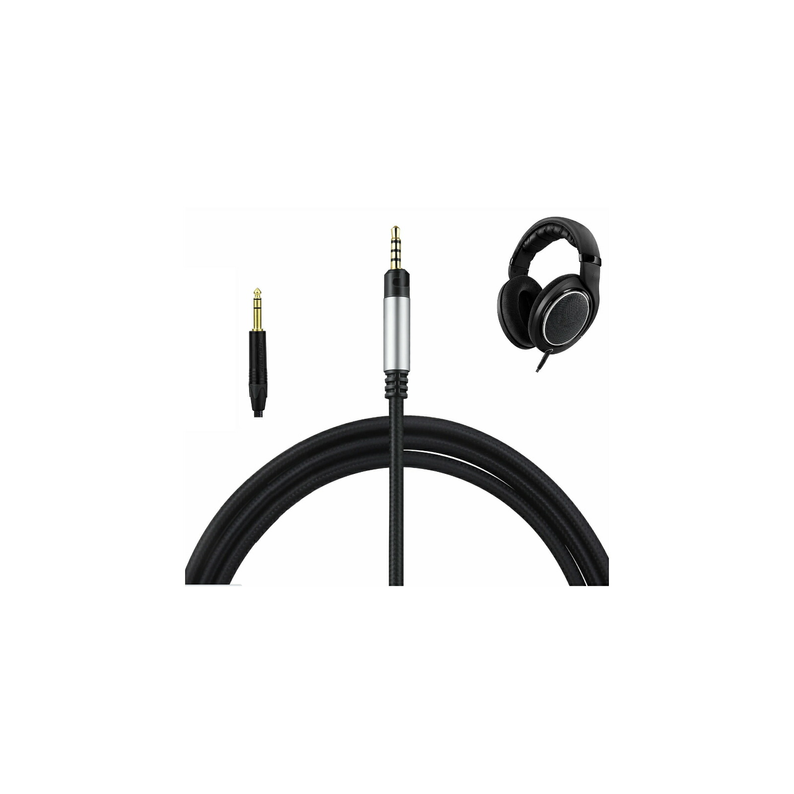 okcsc TCHD518 ヘッドホンケーブル リケーブル イヤホン・ヘッドホン用 SENNHEISER用 HD598・HD558・HD518・HD598 Cs・HD599に適合 OFC 4芯 長さ2.0m 2.5mm 3.5mm 4.4mm　6.35mm 4PIN XRL