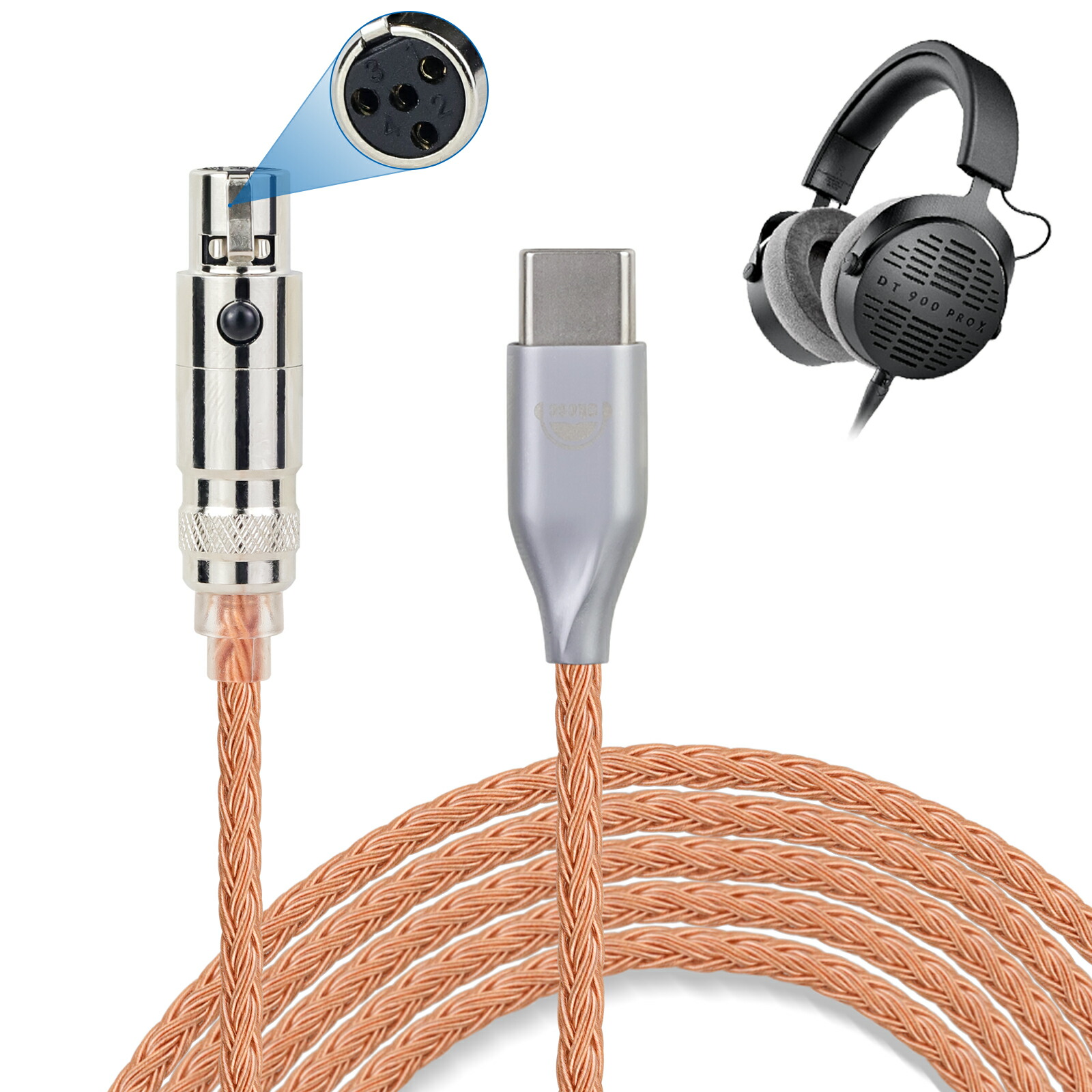 okcsc ZT16 MINI XLR 4PIN ヘッドホン ケーブル イヤホン リケーブル 交換リケーブル 交換ケーブル イヤホン ヘッドホン用 16芯 高純度無酸素銅 SENNHEISER HD490 Pro AKG K712 beyerdynamic DT700 DT900 Prox DT1770 DT1990 などに対応 2.5mm 3.5m 4.4mm