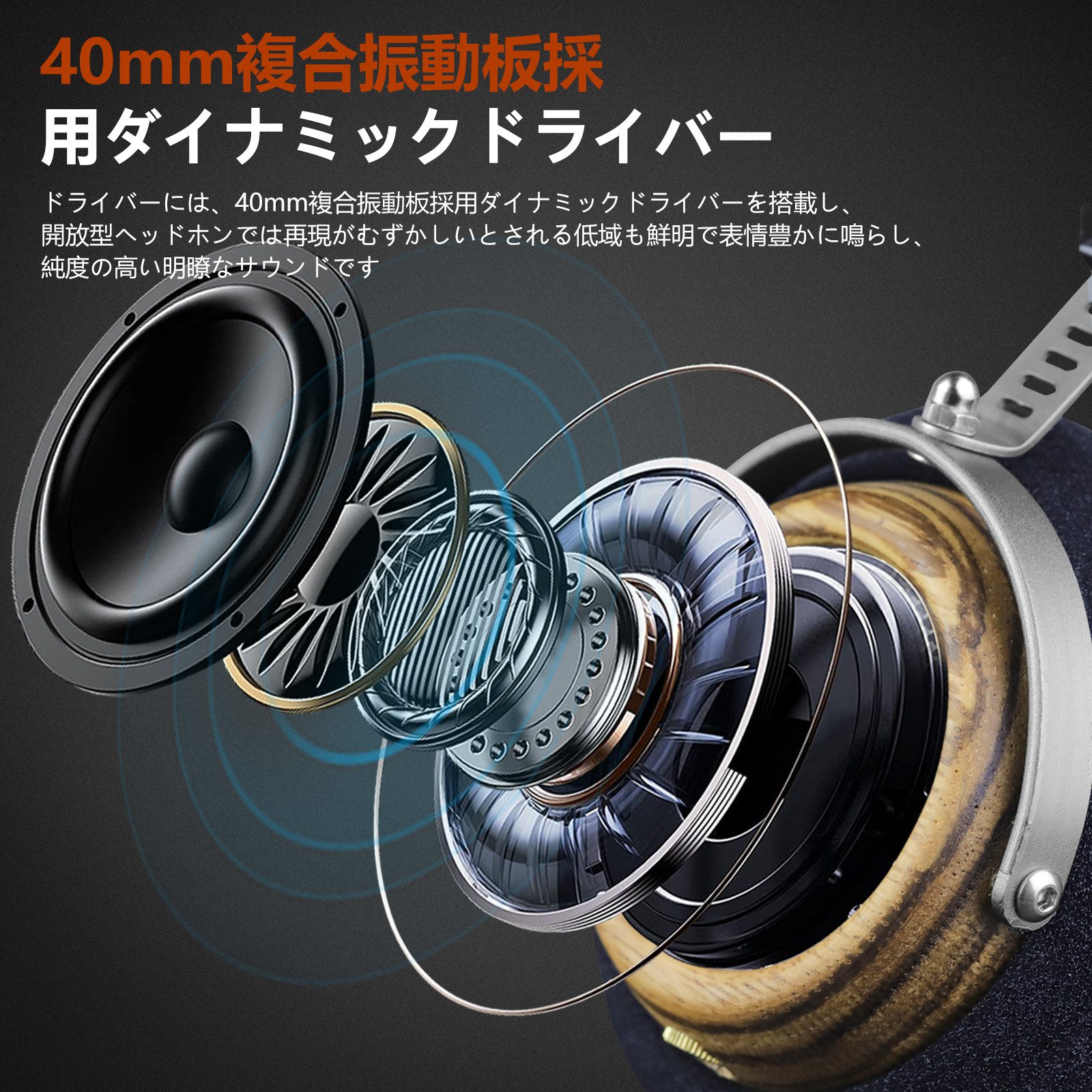 okcsc M2 Pro ヘッドホン 有線 セミオープン型 ウッドハウジング レトロ 57mmドライバーユニット ステレオ 音楽・映画観賞用 3.5mm接続/6.35mm変換プラグ付属 PC/スマホ・ウォークマン対応