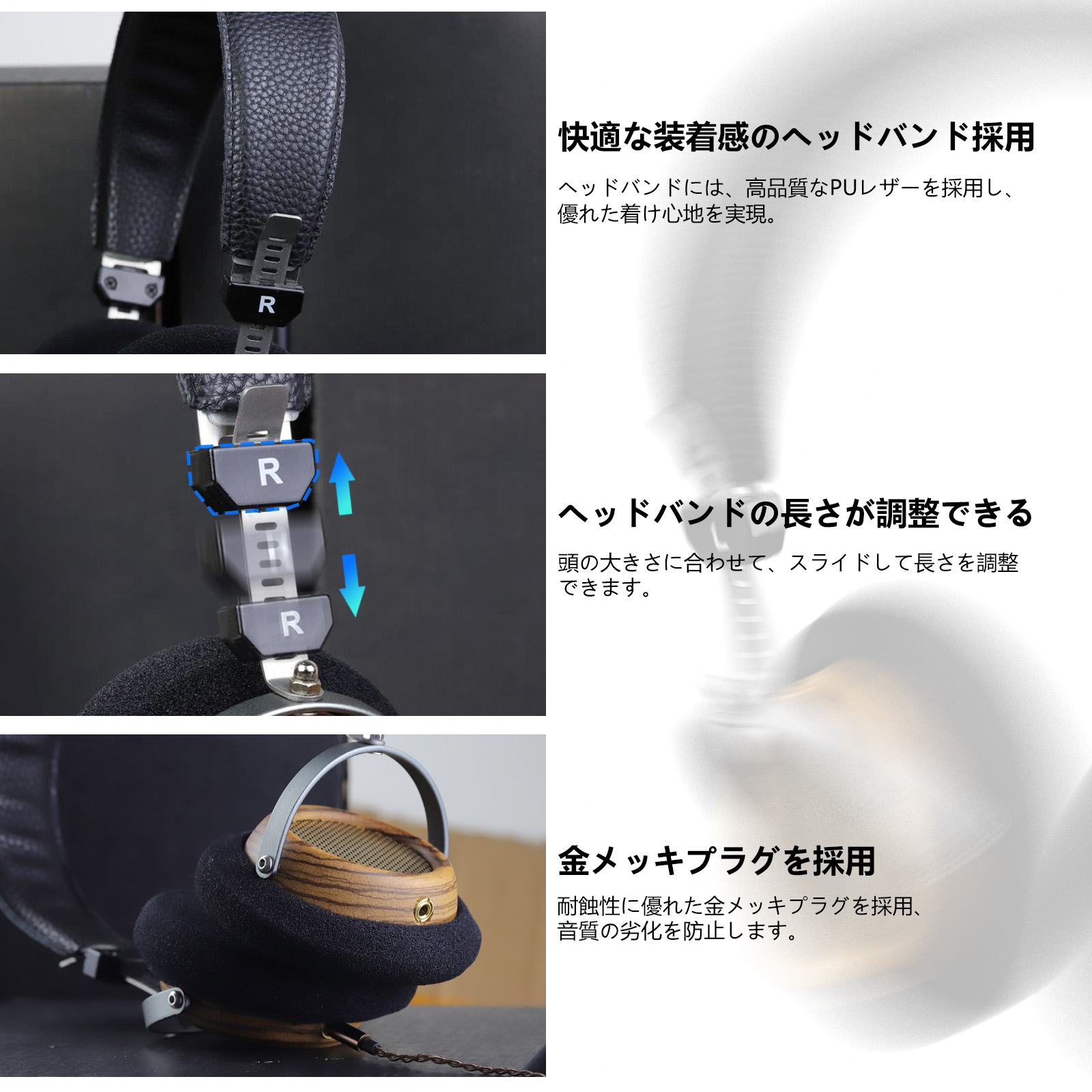 okcsc M2 Pro ヘッドホン 有線 セミオープン型 ウッドハウジング レトロ 57mmドライバーユニット ステレオ 音楽・映画観賞用 3.5mm接続/6.35mm変換プラグ付属 PC/スマホ・ウォークマン対応