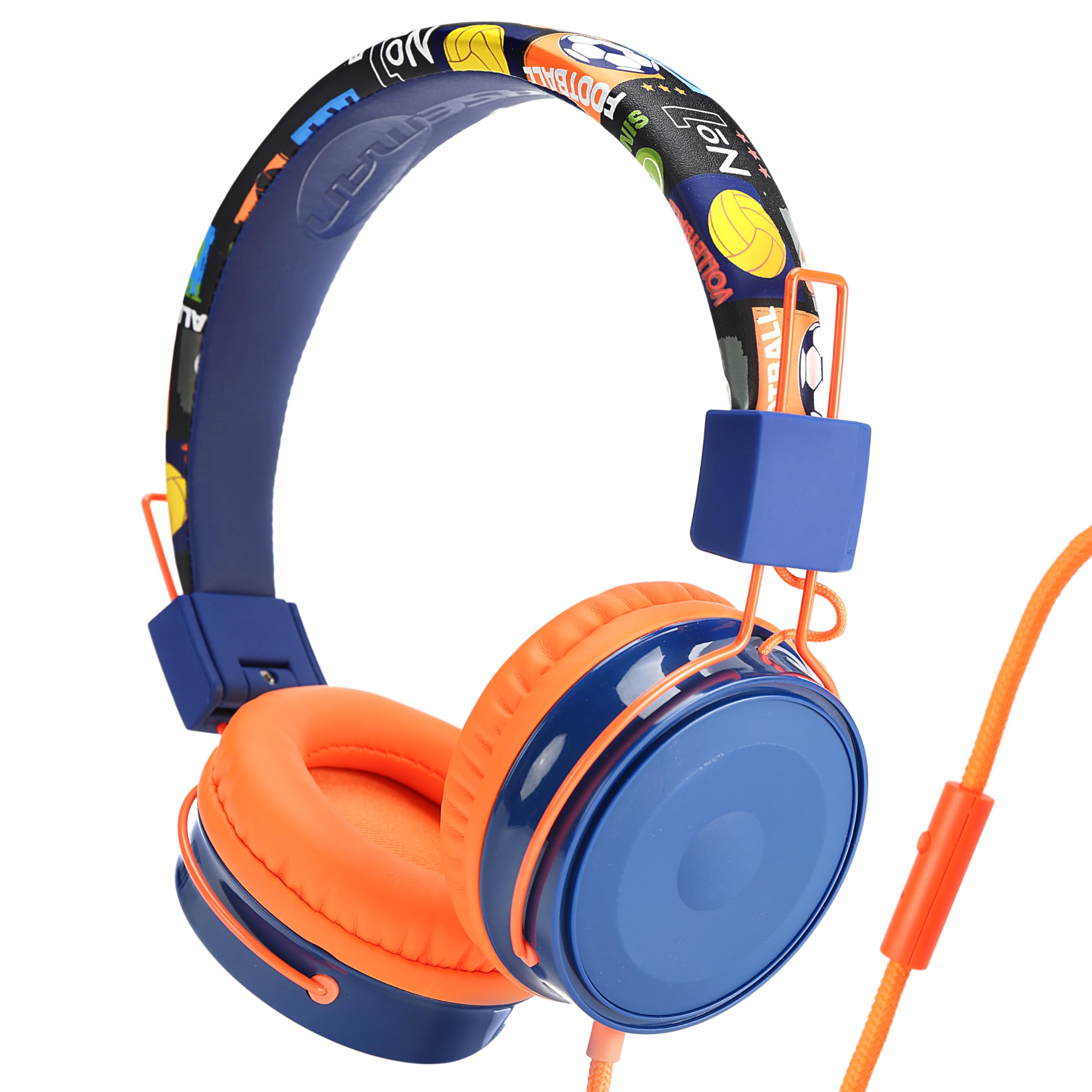OKCSC B2 子供用ヘッドホン ヘッドフォン 子供向け マイク付き 密閉型 85dB 音量制限 聴覚保護 有線ヘッドホン 3.5mm 肌に優しい キッズ専用 オレンジ
