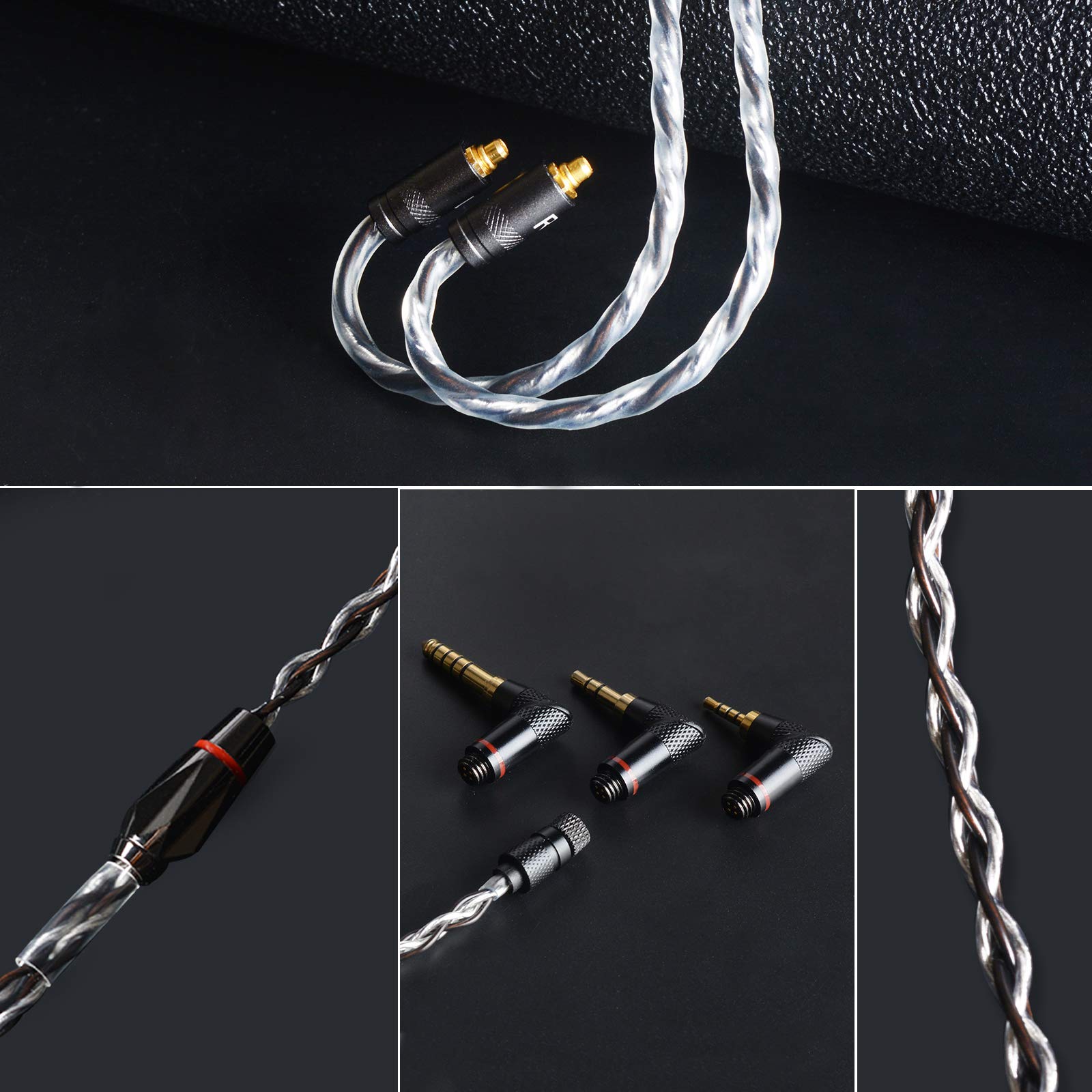 cooyin 0.78mm 2Pin QDC MMCX リケーブル 4.4mm 3.5mm 2.5mm 3in1 L型 4芯 6N単結晶銅+4N銀メッキ銅 バランス ユニバーサル  CIEM OCC ハイレゾ DMP-Z1・R6Pro・SR25・DX12・NW-ZX507・PHA-2A・AK70・K3・XBA-A3・FUSION・studio・studio 8・live5・live8・Dmagic等に適合