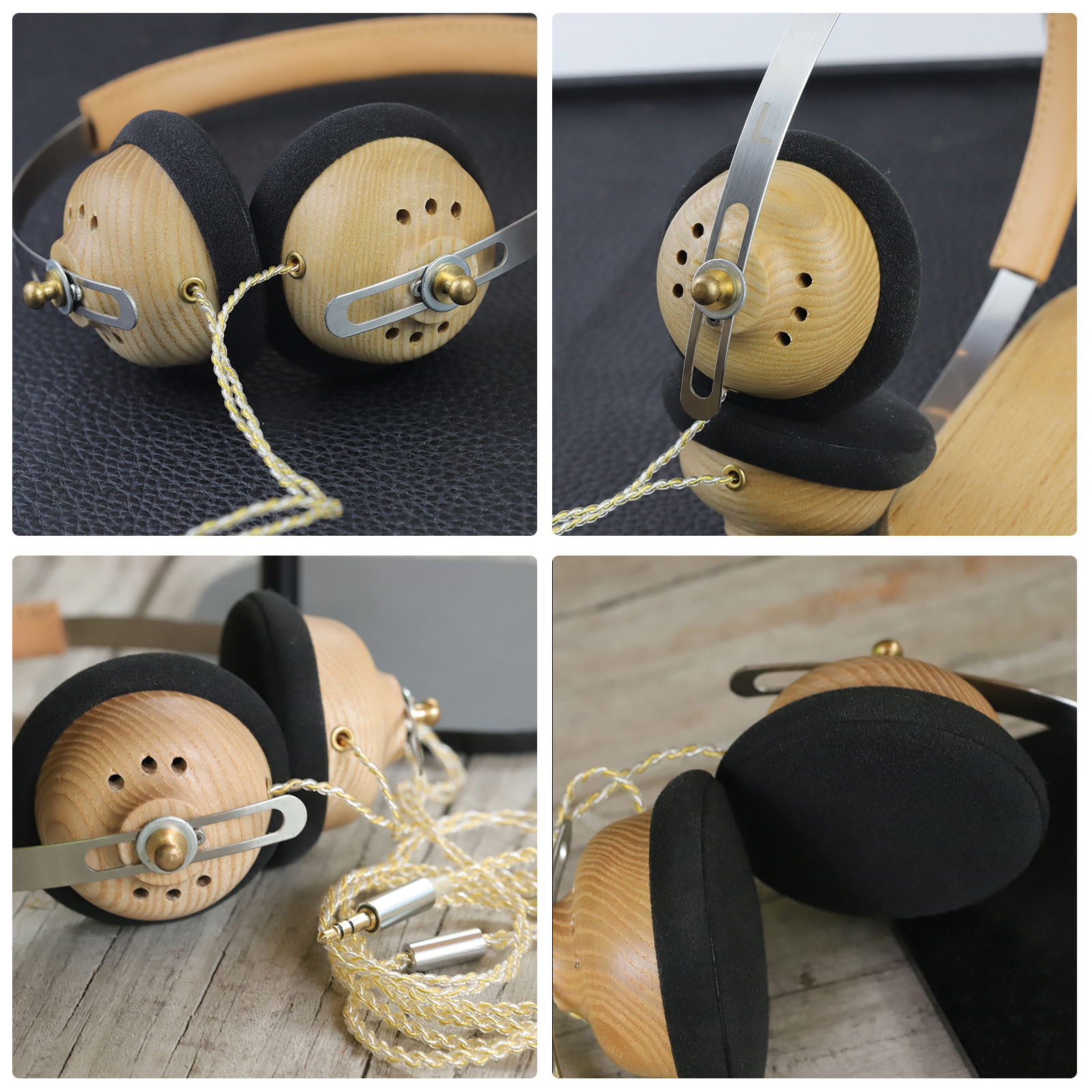 okcsc Ash-mini ヘッドホン 有線 セミオープン型 ウッドハウジング 50mmドライバーユニット 着脱式ケーブル パソコン用 PC/スマホ対応 3.5mm