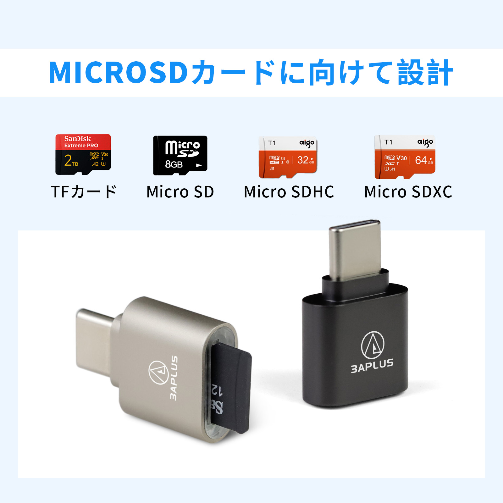 TFカードリーダー 変換アダプター Type-C スマホ用 タブレット用 外付け メモリーカード 写真 移動 動画 バックアップ PDF ビジネス 仕事 保存 データ転送