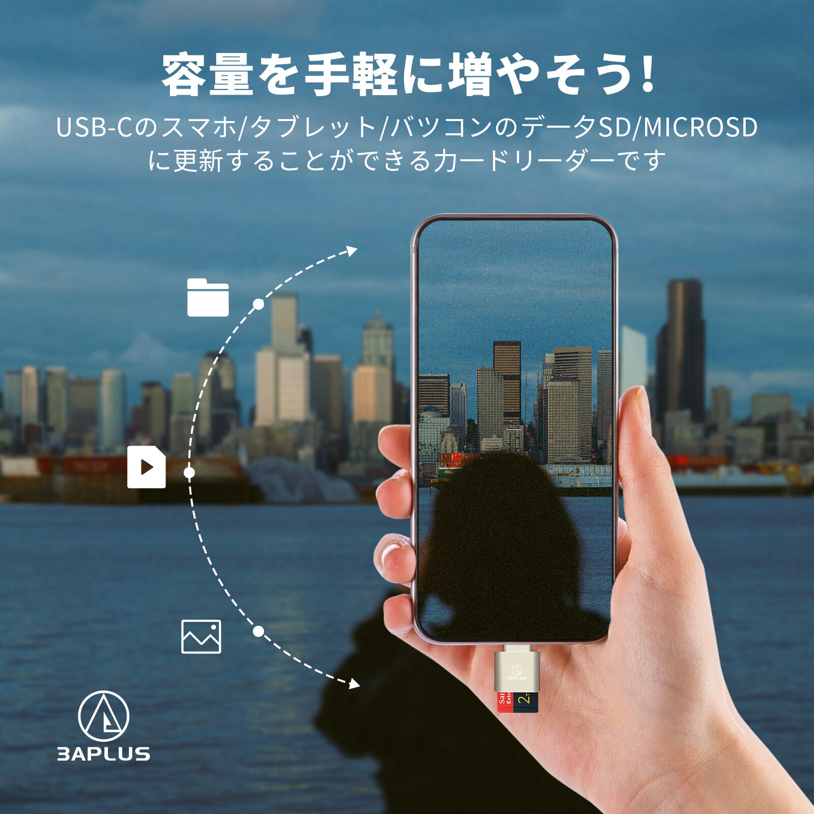 TFカードリーダー 変換アダプター Type-C スマホ用 タブレット用 外付け メモリーカード 写真 移動 動画 バックアップ PDF ビジネス 仕事 保存 データ転送