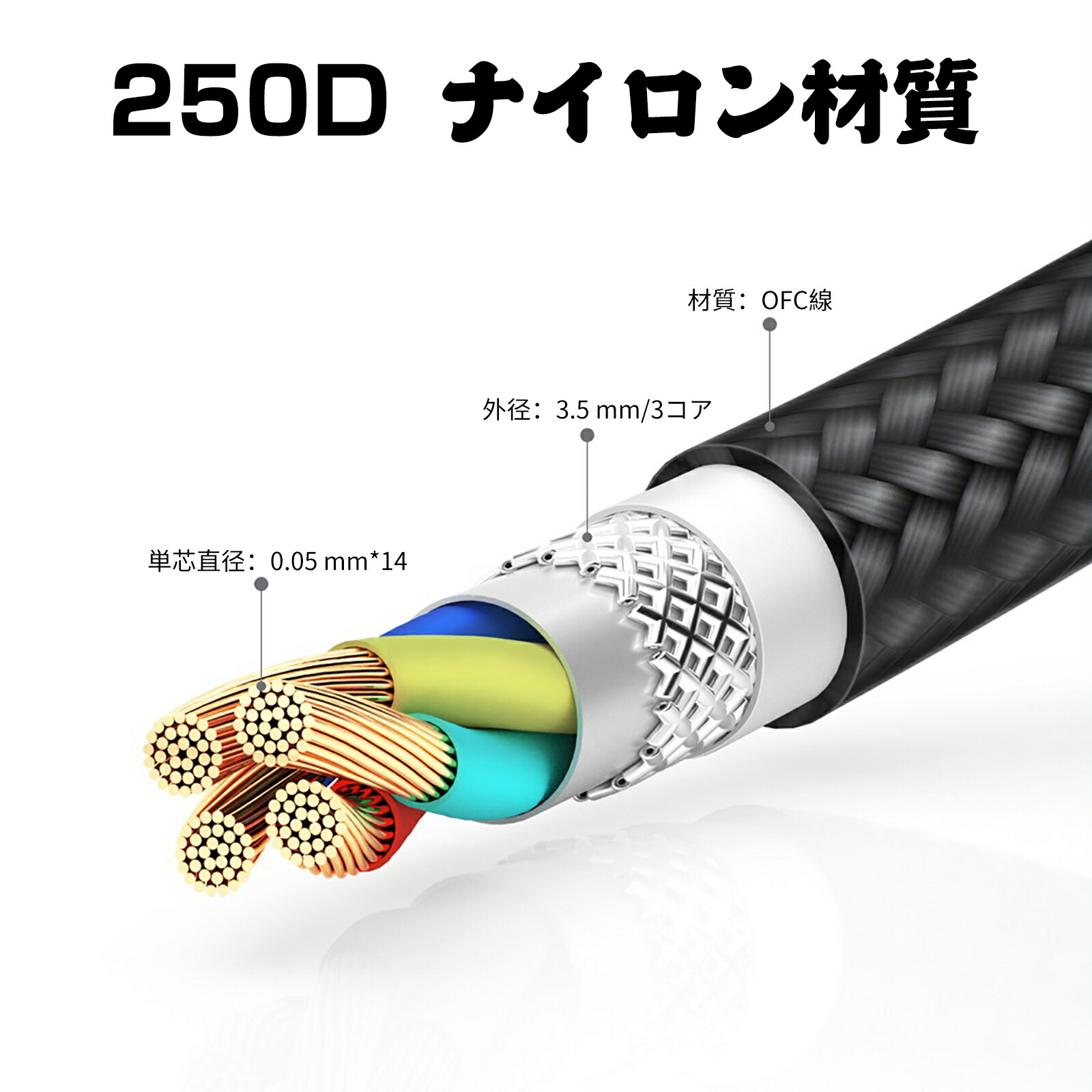 okcsc 延長 Dual 3.5mm ヘッドホンケーブル リケーブル イヤホン・ヘッドホン用 OFC 4芯 beyerdynamic T1 3rd Generation T1 2nd Generation T5 3rd Generation DENON AH-D9200 AH-D7200 AH-D5200 SONY MDR-Z1R MDR-Z7 MDR-Z7M2 などに適応