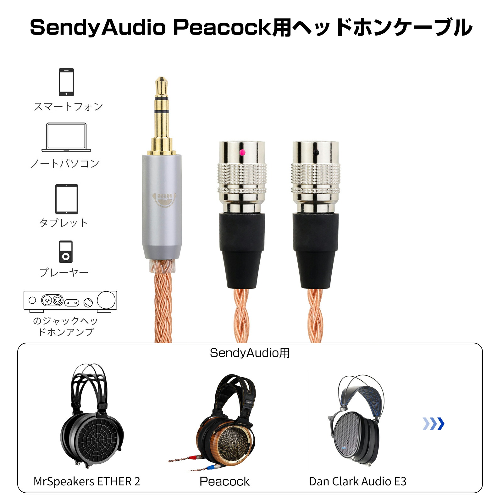 okcsc ZT16 Alpha Dog Prime ヘッドホン ケーブル イヤホン リケーブル 交換リケーブル 交換ケーブル イヤホン ヘッドホン用 16芯 高純度無酸素銅 Sendyaudio Peacock Dan Clark Audio Mr Speakers Ether Alpha Dog Prime などに対応 2.5mm 3.5m 4.4mm