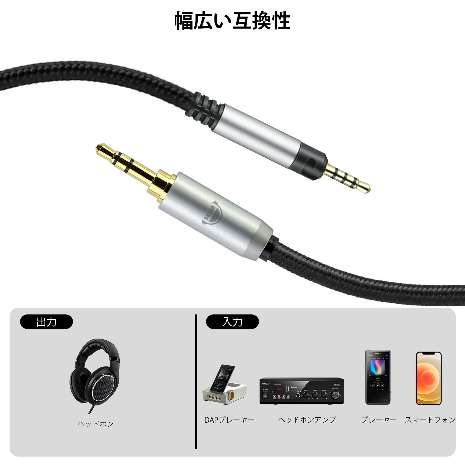 okcsc TCHD518 ヘッドホンケーブル リケーブル イヤホン・ヘッドホン用 SENNHEISER用 HD598・HD558・HD518・HD598 Cs・HD599に適合 OFC 4芯 長さ2.0m 2.5mm 3.5mm 4.4mm　6.35mm 4PIN XRL