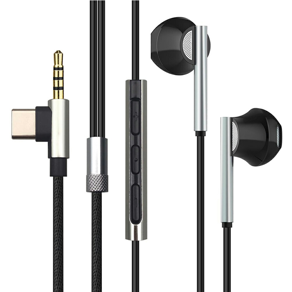 okcsc T32 有線イヤホン 3.5mm マイク付き  Tepyc  3.5mm+Tepyc 2in1　Android/IOSに適用 通話可能 TPE素材  PCイヤホン ケーブル長さ1.2Ｍ 音量調整