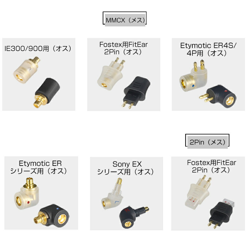 okcsc EXK-MMCX 変換コネクター コネクターキット Sony用 EXシリーズコネクタ（オス） to MMCXコネクタ（メス）MDR-EX1000、EX600、EX800などに適合する