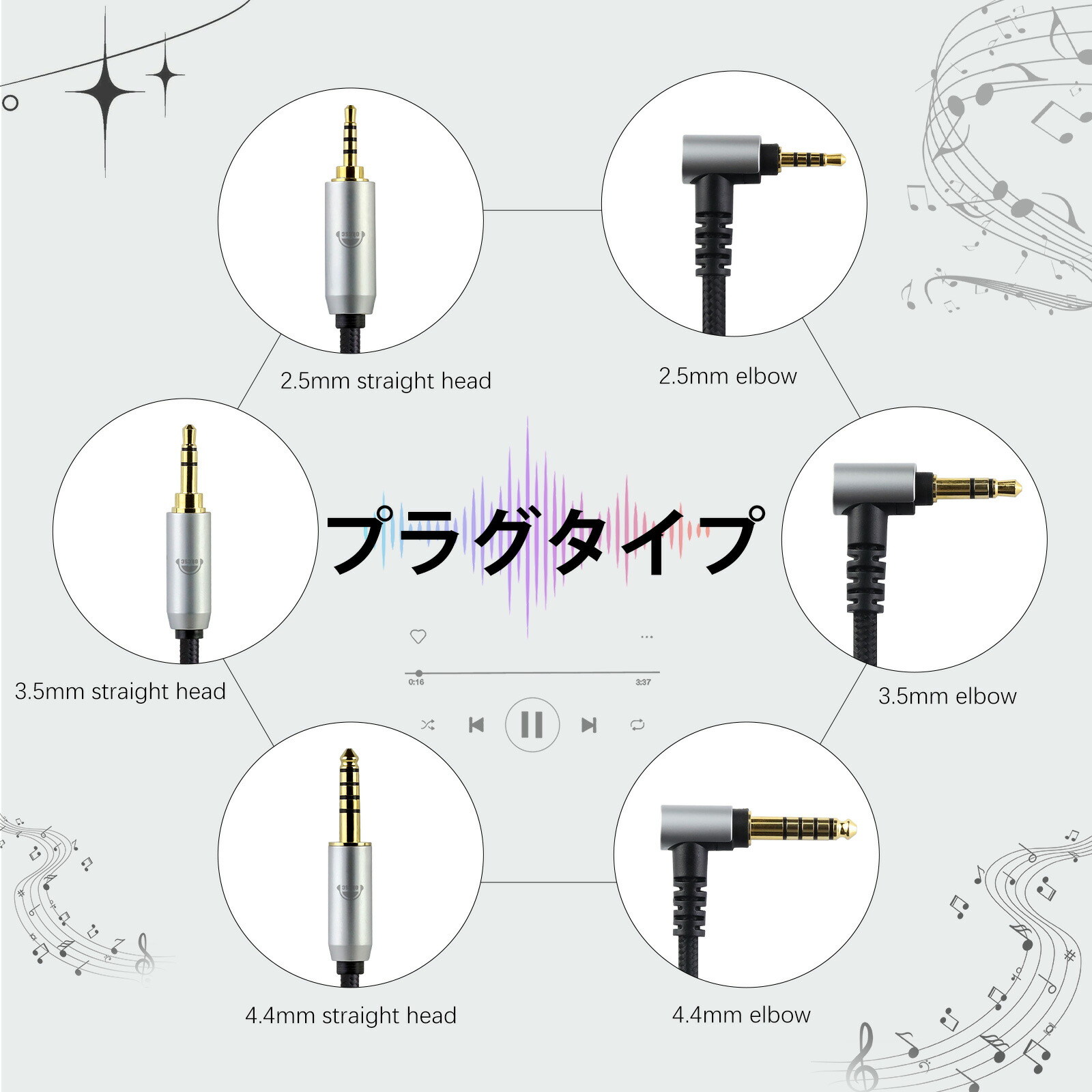 okcsc TCHD518 ヘッドホンケーブル リケーブル イヤホン・ヘッドホン用 SENNHEISER用 HD598・HD558・HD518・HD598 Cs・HD599に適合 OFC 4芯 長さ2.0m 2.5mm 3.5mm 4.4mm　6.35mm 4PIN XRL