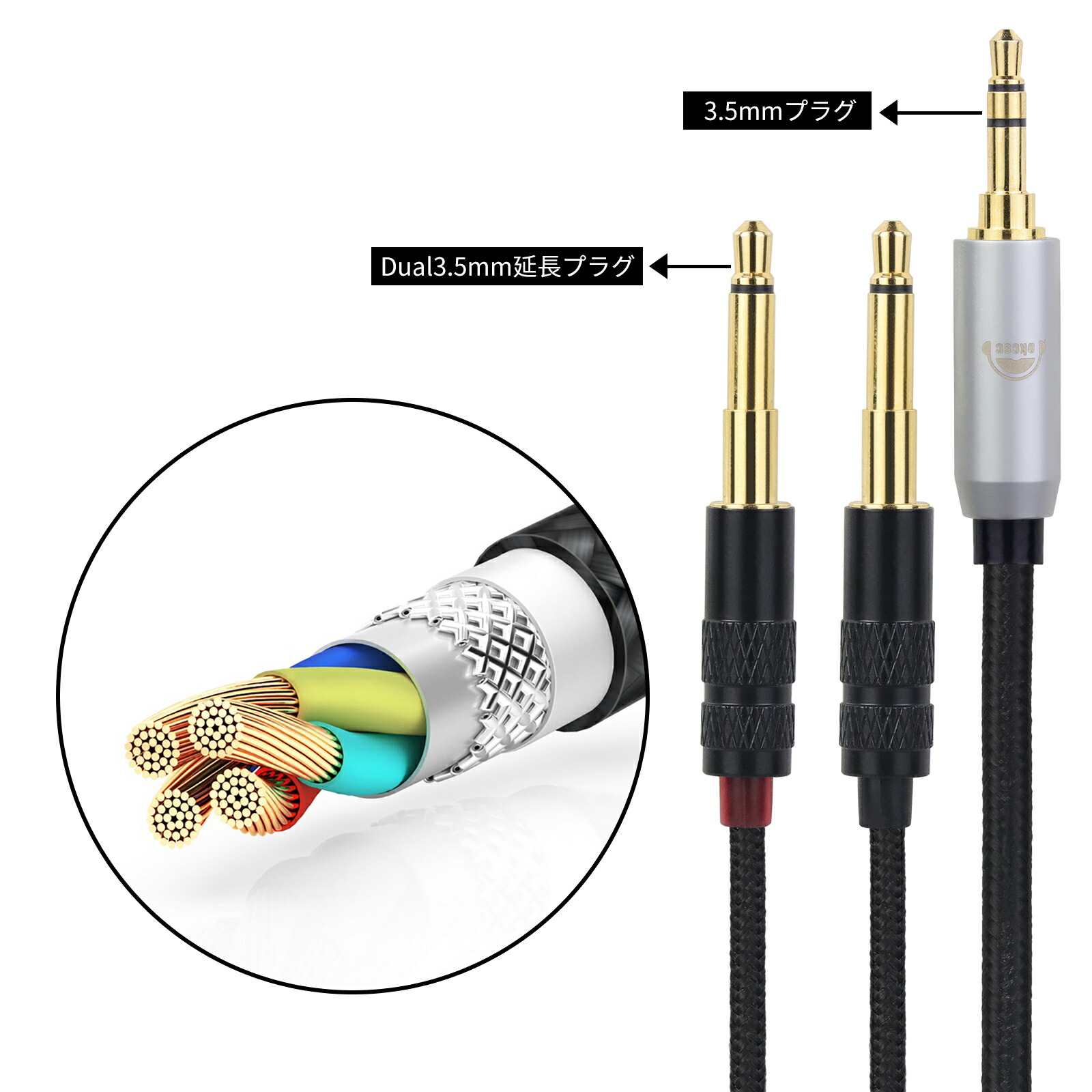 okcsc 延長 Dual 3.5mm ヘッドホンケーブル リケーブル イヤホン・ヘッドホン用 OFC 4芯 beyerdynamic T1 3rd Generation T1 2nd Generation T5 3rd Generation DENON AH-D9200 AH-D7200 AH-D5200 SONY MDR-Z1R MDR-Z7 MDR-Z7M2 などに適応