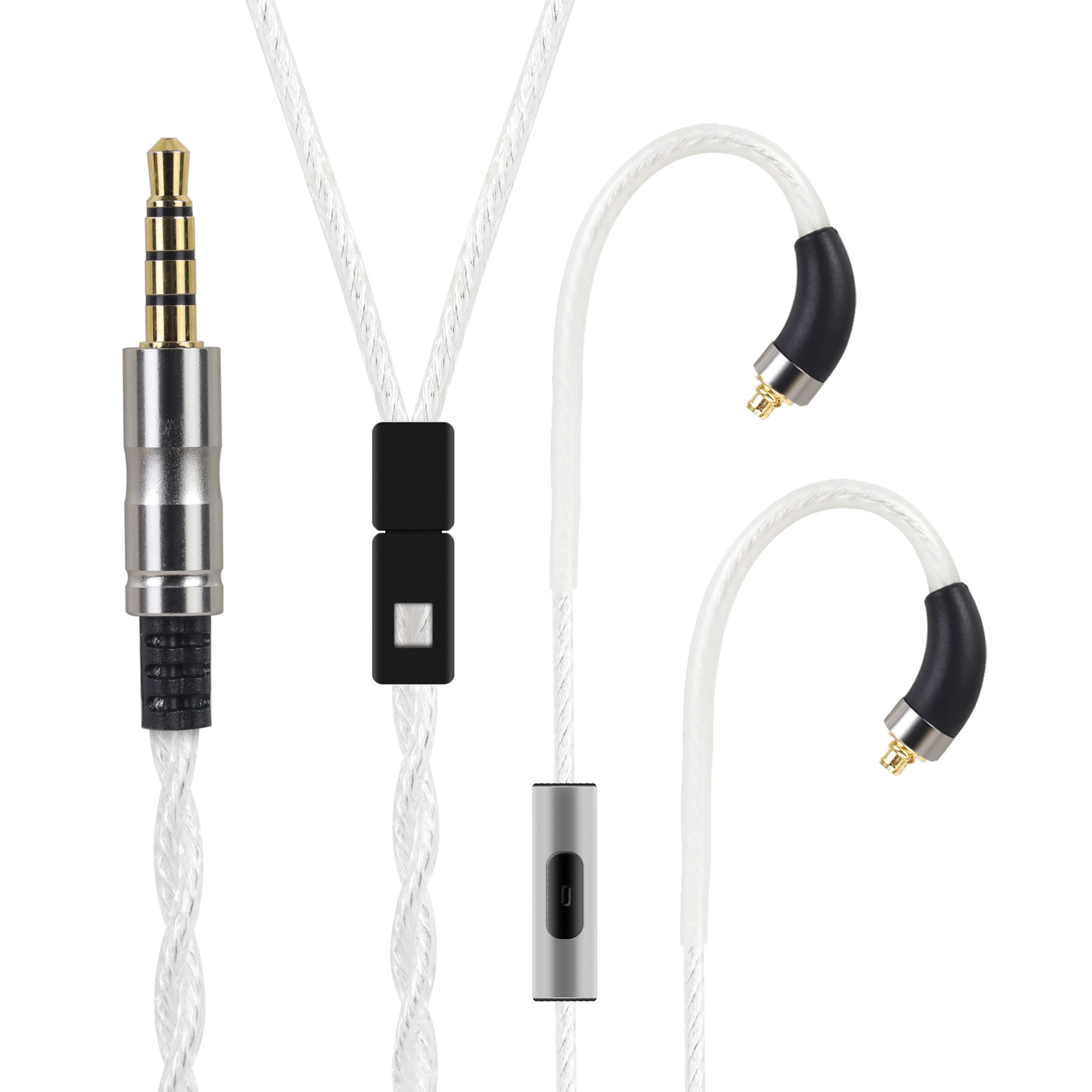 Okesc イヤホンケーブル mmcxリケーブル 3.5mm マイク付き メッキシルバー  1.2m長さ  無酸素銅 ベリリウム銅 SHURE（SE215/SE315/SE425/SE535/SE846）JVC（HA-FX850/HA-FD01/HA-FW10000）Astell&Kern（AK T8iE MkII/AK ZERO1）Ultimate ears（UE900S）対応