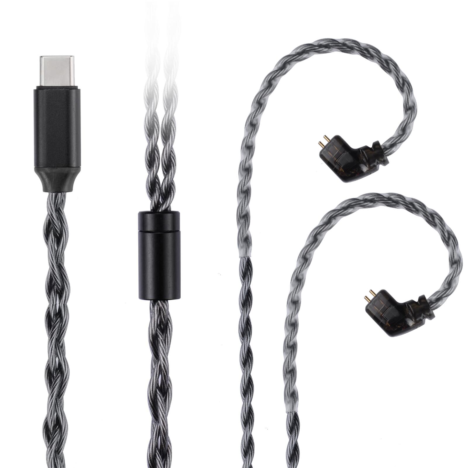 OKCSC F4 イヤホンケーブル 0.78 2PIN QDC 高純度OFC銀メッキ 高純度単結晶銅4芯リケーブル3.5MM 4.4MM TypeC KZ BA10/AS10/ZS10/ZSR/ZST/ED12/ES3/ES4/KZZS10などに対応