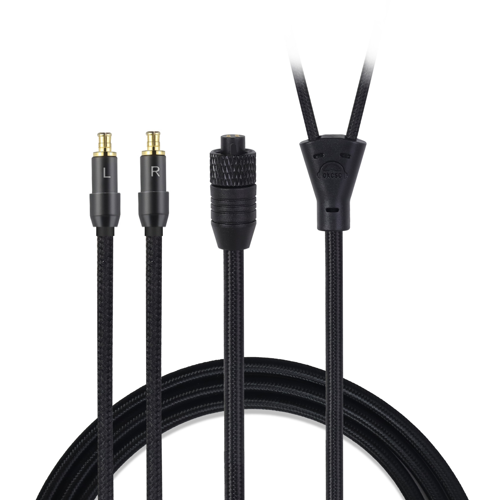 OKCSC TC4P コネクター交換可能リケーブル  24K金メッキ&高純度OFC ケーブル長さ約2メートル 2M 2.5mm/3.5mm/4.4mm/Type-C/Lightning/FOSTEX/shure1840/HD650/HD800/SR9/R70などに対応