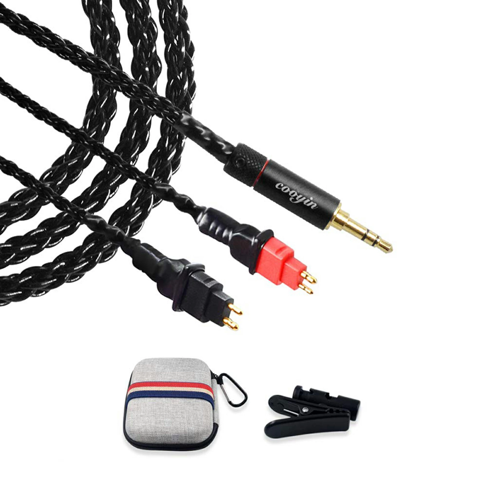 cooyin cy8BHD リケーブル ヘッドホンケーブル イヤホン・ヘッドホン用 8芯 銀メッキ単結晶銅 手編み Sennheiser HD650・HD600・HD580・HD660S等に適合 3.5mmプラグ(3極)x2