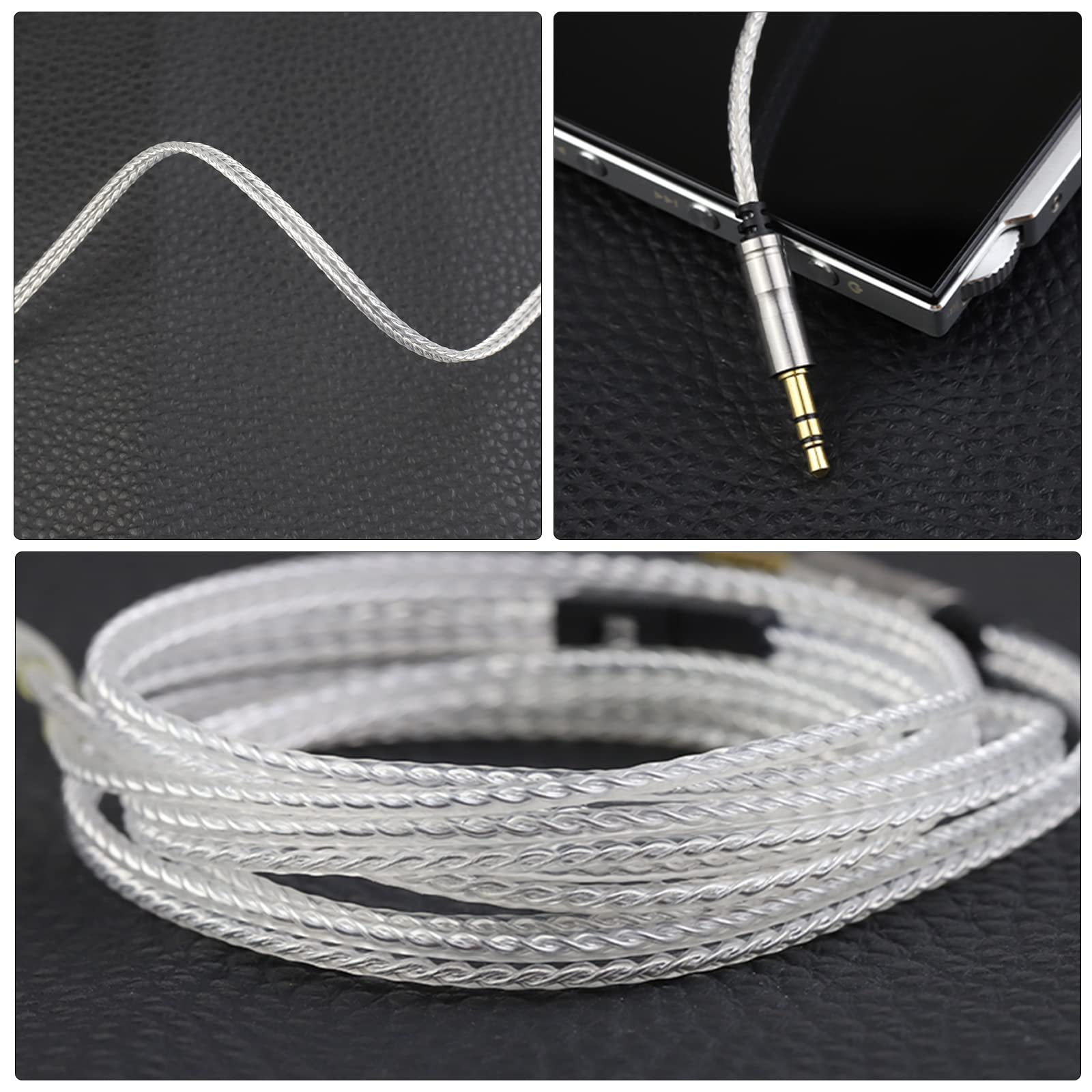 3APLUS A90S  A90SM  リケーブル mmcx イヤホンケーブル 3.5mm 銀メッキ 高純度単結晶銅 4芯 1.2m長さ シルバー