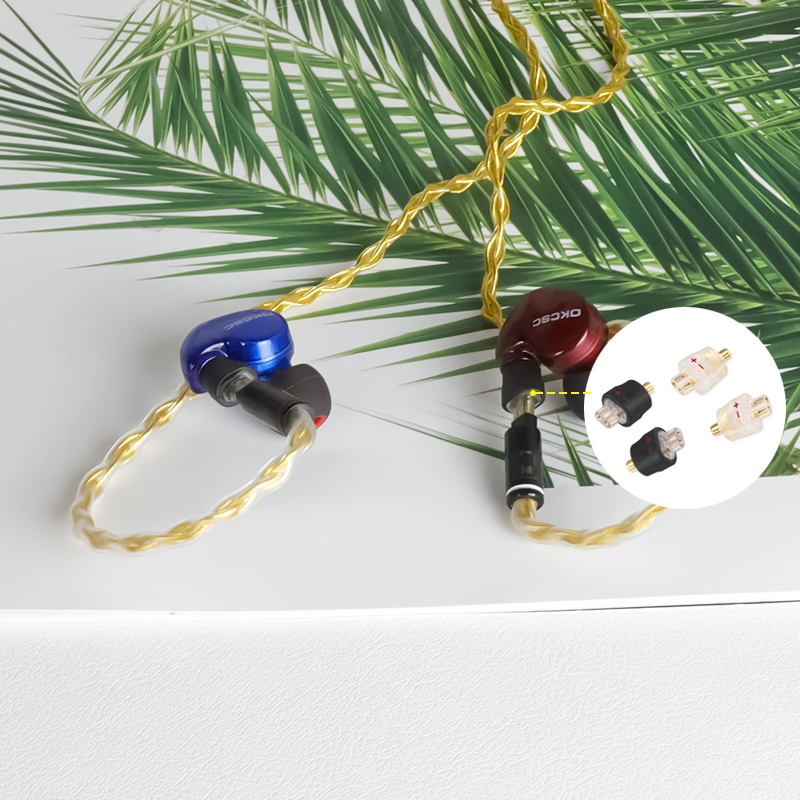 okcsc 2pin-0.78/0.75 (リケーブル側) to mmcx (イヤホン側) アダプタ 千住銀入り錫はんだ 2U"金メッキプラグ 一体射出成形技術 音質劣化なし 線材テスト作業用 1ペア ブラック Shure用 SE215 SE315 SE425 S535など対応　イヤホン側変換コネクタ