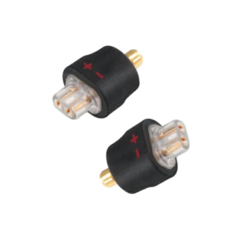 okcsc 2pin-0.78/0.75 (リケーブル側) to mmcx (イヤホン側) アダプタ 千住銀入り錫はんだ 2U"金メッキプラグ 一体射出成形技術 音質劣化なし 線材テスト作業用 1ペア ブラック Shure用 SE215 SE315 SE425 S535など対応　イヤホン側変換コネクタ