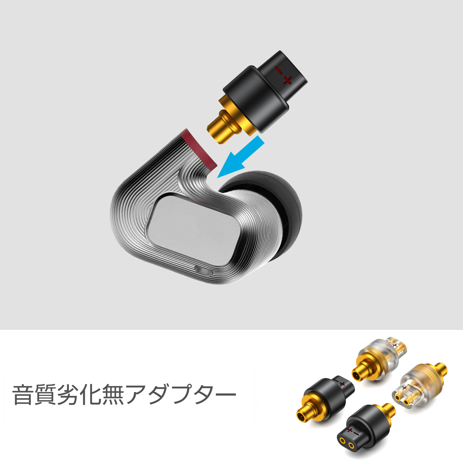 okcsc QDC 2pin(リケーブル側) to IE300イヤホン側) アダプター コネクター 金メッキプラグ 統合成形技術 音質劣化なし簡潔 精緻 線材テスト作業用 ミニタイプ SENNHEISER IE300 / IE600/ IE900 AKG N5005 N30 N40に対応