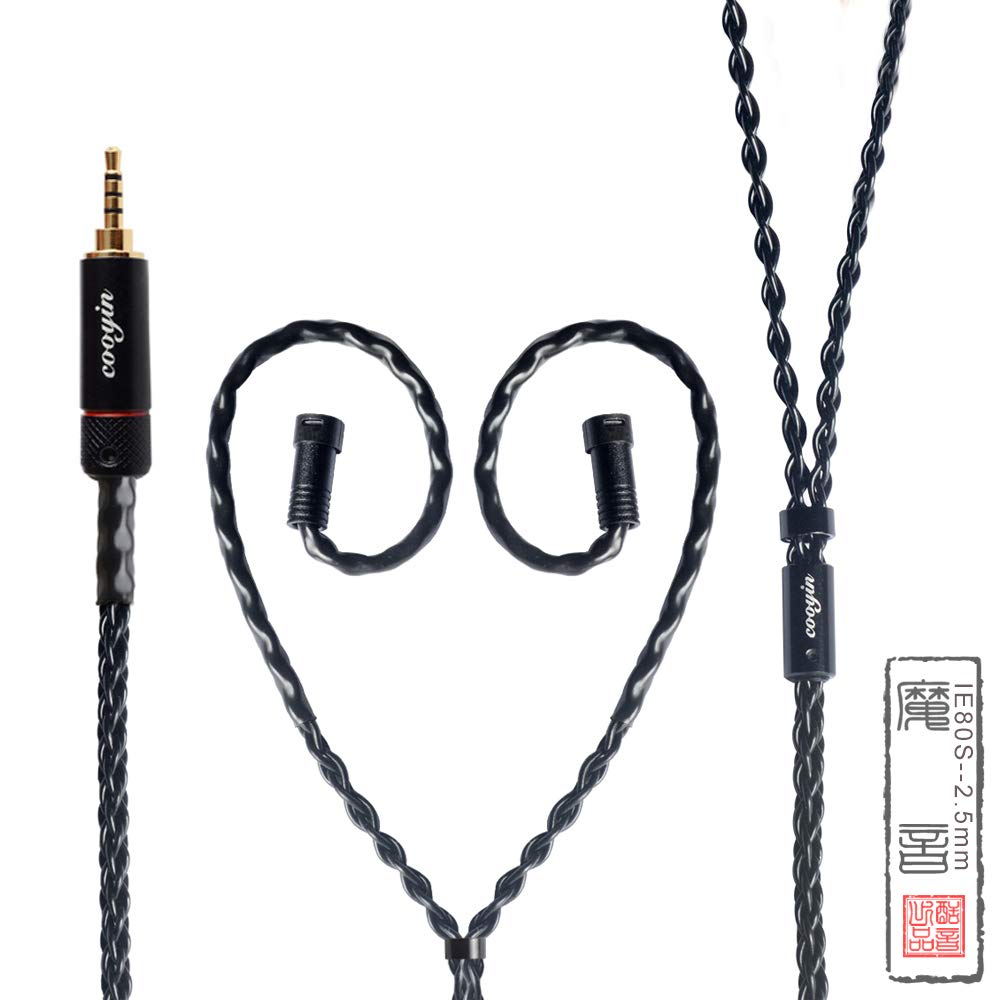 cooyin リケーブル SENNHEISER ゼンハイザー HD800 2Pin IEシリーズ イヤホンケーブル 8芯 銀メッキ単結晶銅 Sennheiser用 IE80S・IE80・IE8・IE8I・IE80SBT・HD800S・HD800・HD820等に適合 金メッキ 2.5mm ストレート型