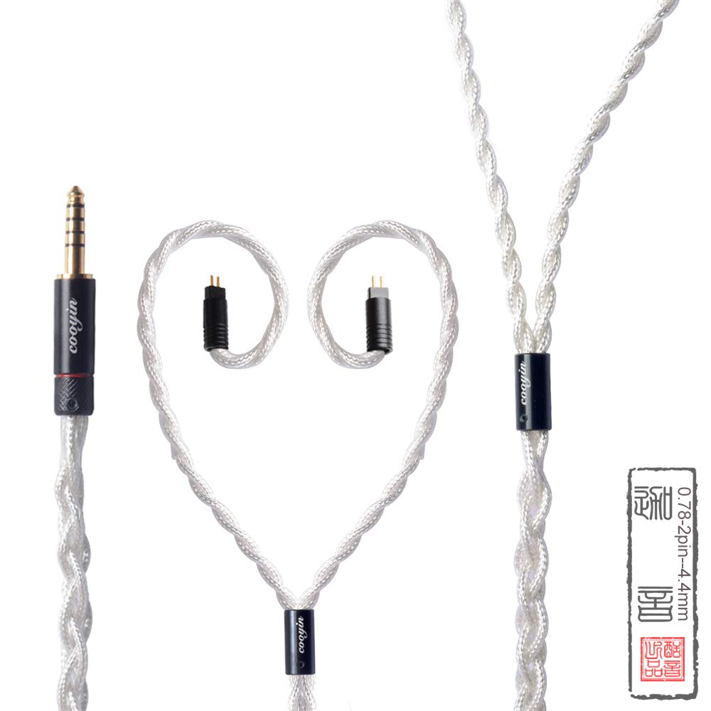 cooyin リケーブル 2pin 0.78mm MMCX イヤホンケーブル アップグレードケーブル 銀メッキ単結晶銅 4芯 金メッキプラグ 2.5mm ストレート型 Shure SE846・SE535・SE215 Sony MDR-Z1R・MDR-Z7・MDR-Z7M2 等に対応