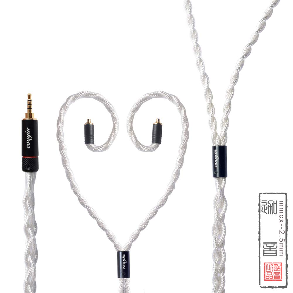 cooyin リケーブル 2pin 0.78mm MMCX イヤホンケーブル アップグレードケーブル 銀メッキ単結晶銅 4芯 金メッキプラグ 2.5mm ストレート型 Shure SE846・SE535・SE215 Sony MDR-Z1R・MDR-Z7・MDR-Z7M2 等に対応