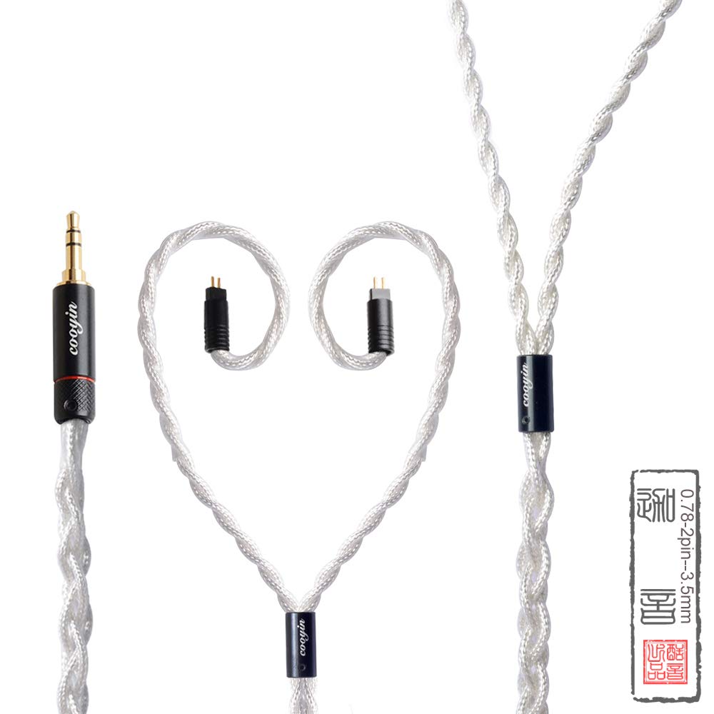cooyin リケーブル 2pin 0.78mm MMCX イヤホンケーブル アップグレードケーブル 銀メッキ単結晶銅 4芯 金メッキプラグ 2.5mm ストレート型 Shure SE846・SE535・SE215 Sony MDR-Z1R・MDR-Z7・MDR-Z7M2 等に対応