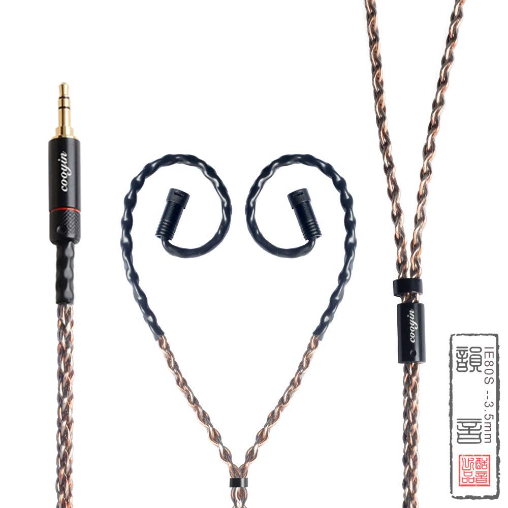 cooyin リケーブル 2Pin SENNHEISER ゼンハイザー IEシリーズ イヤホンケーブル 8芯 単結晶銅＋銀メッキ単結晶銅 Sennheiser用 IE80S・IE80・IE8・IE8I・IE80SBT 等に適合